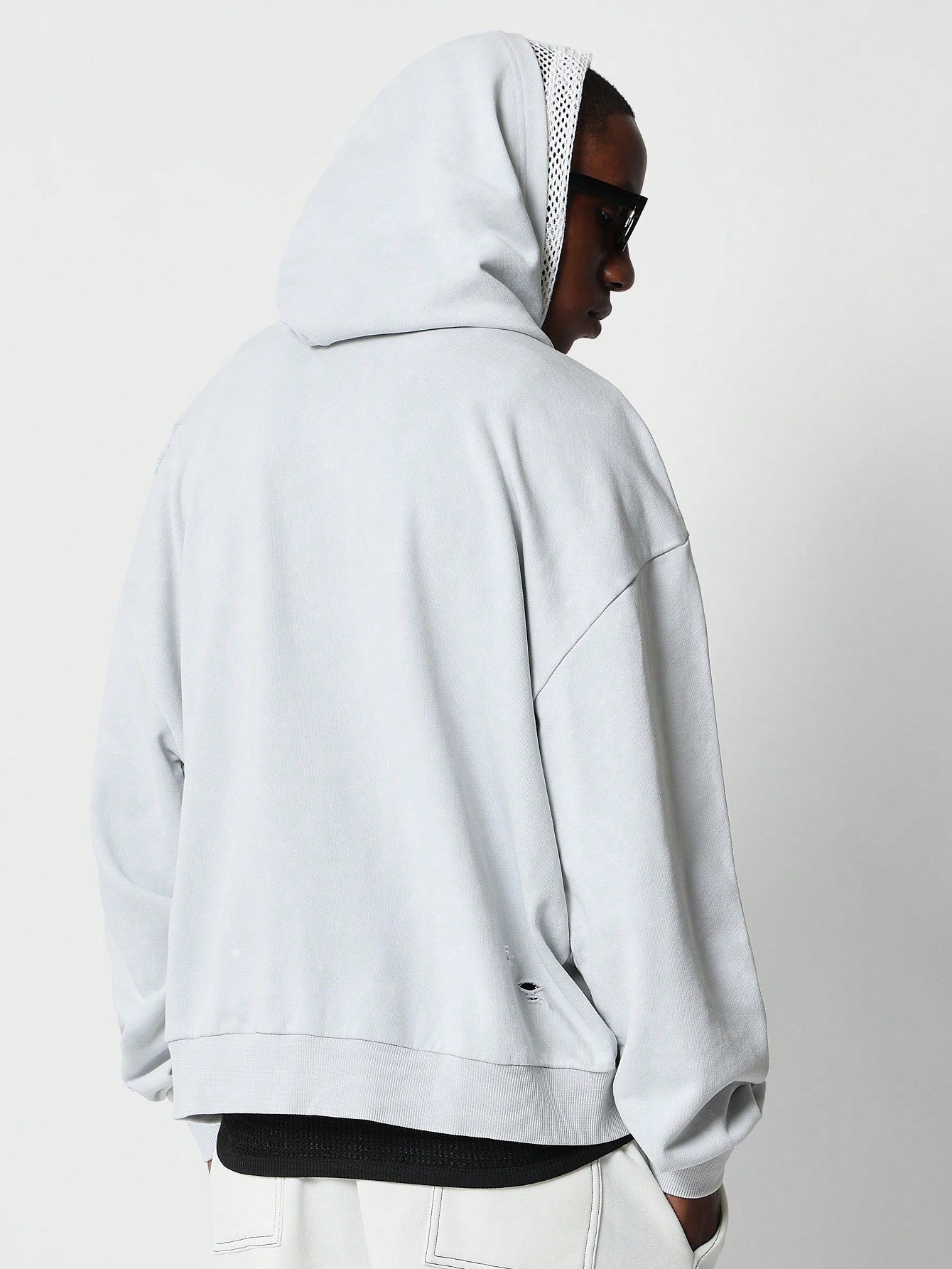 Overhead Washed Hoodie With Distress Detail