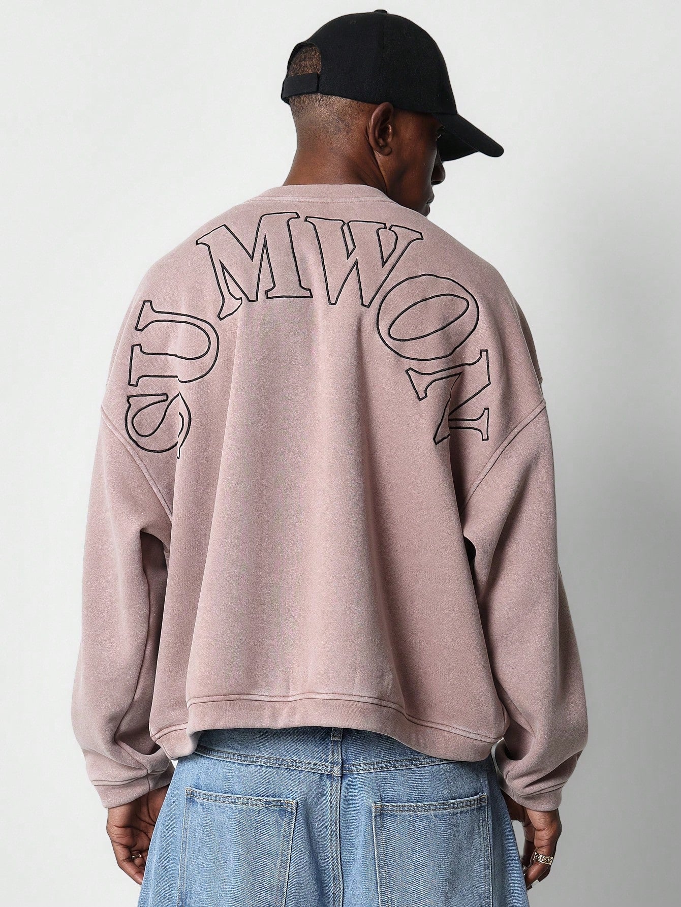 Oversized Fit Washed Sweatshirt With Back Embroidery