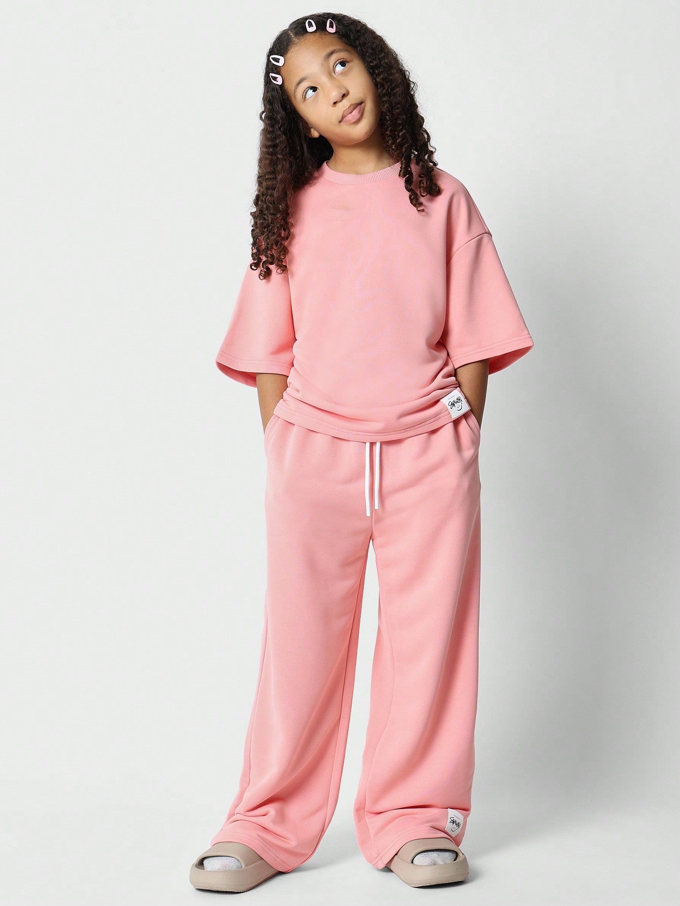 Tween Girls Oversized Fit Tee With Joggers 2 Piece Set