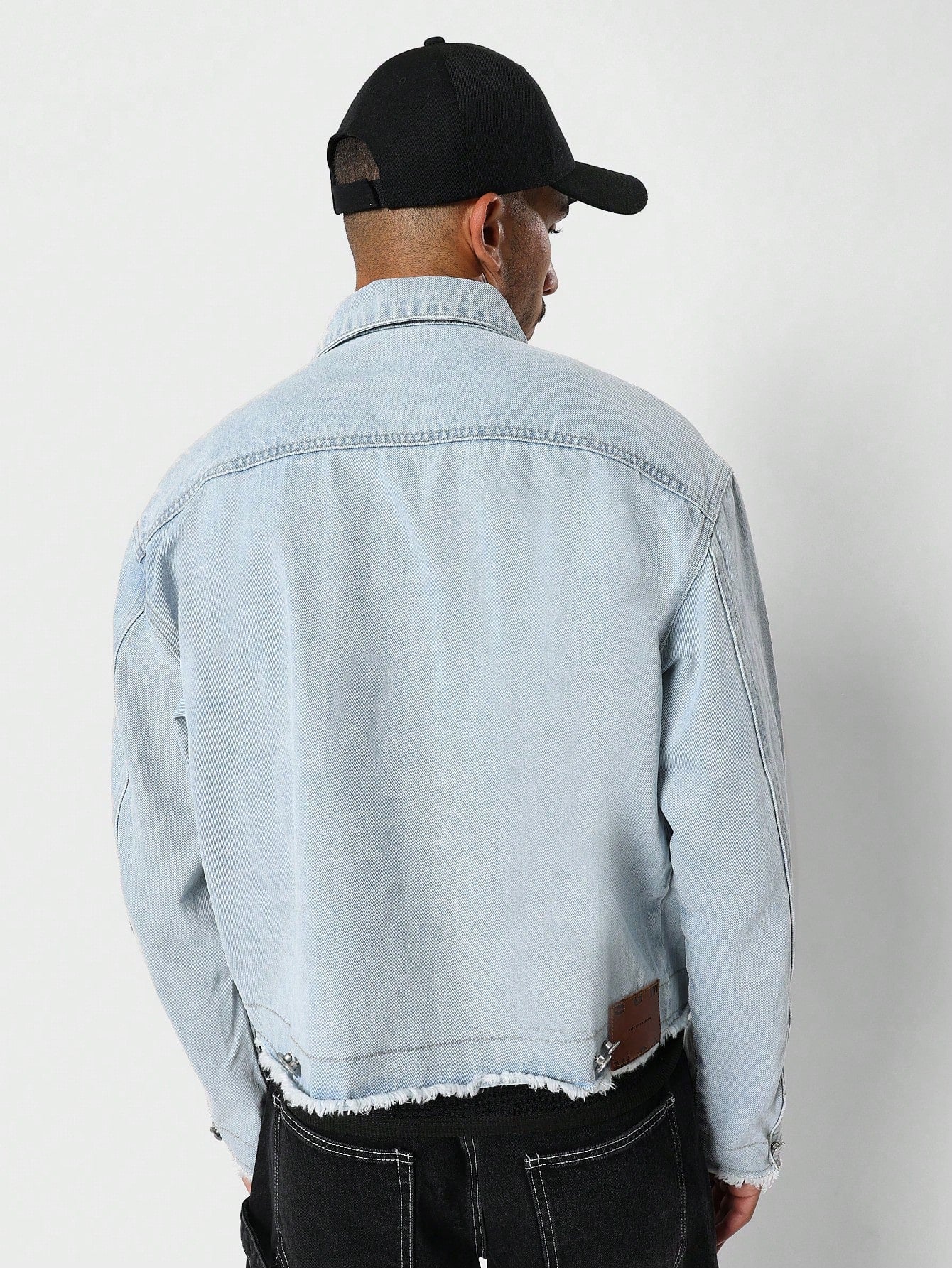 NWT factory ABLE Raw Edge Crop Denim Jacket Size S