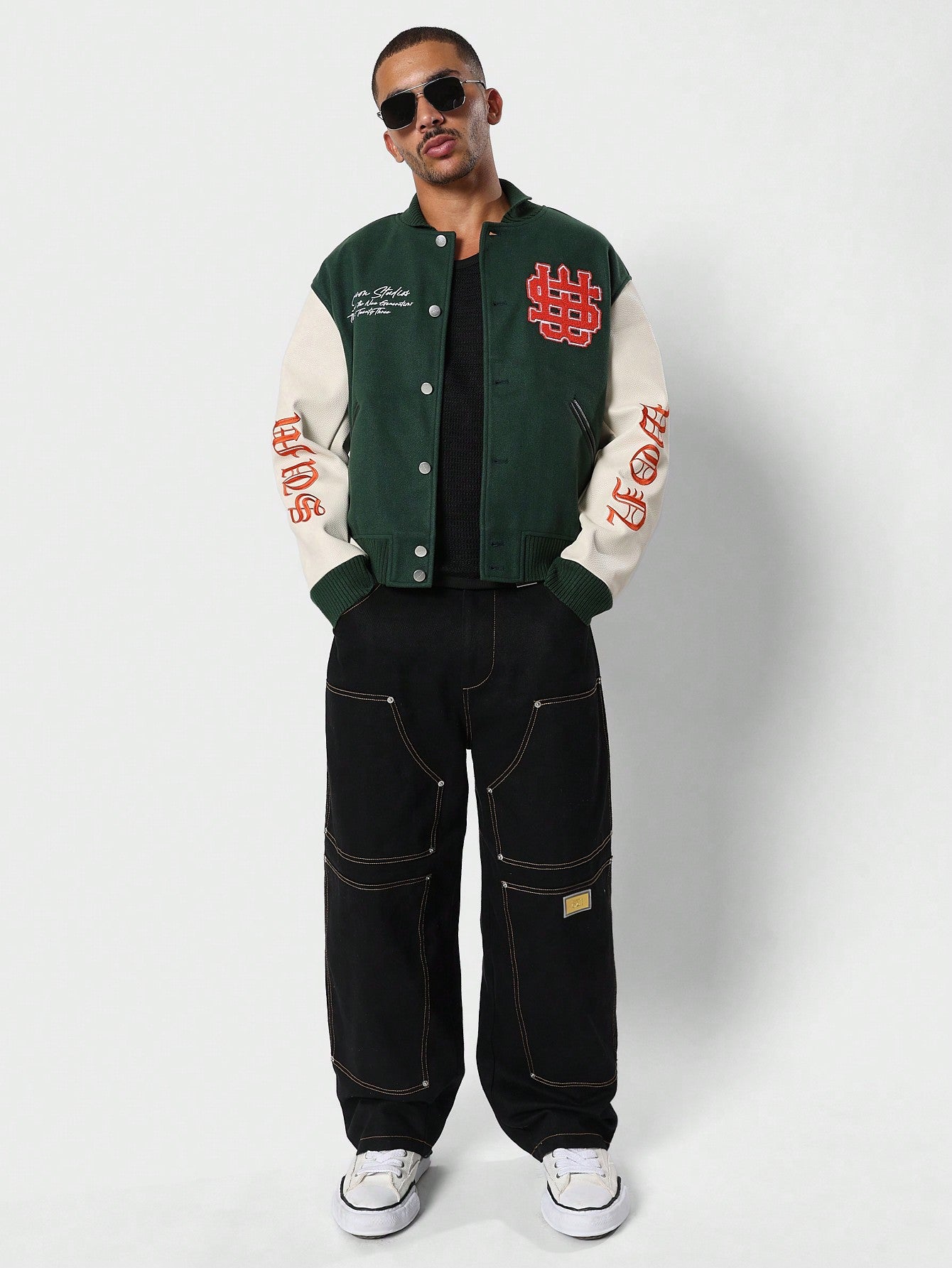 Varsity Jackets With Contrast PU Sleeve & Embroidered Patch/Label