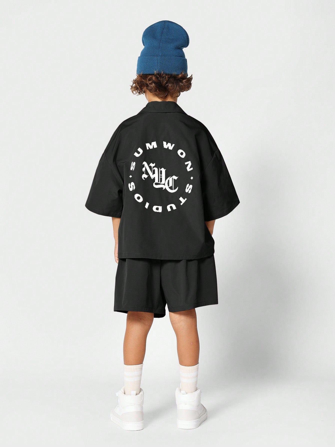 Tween Boys Boxy Fit Nylon Shirt With Short 2 Piece Set