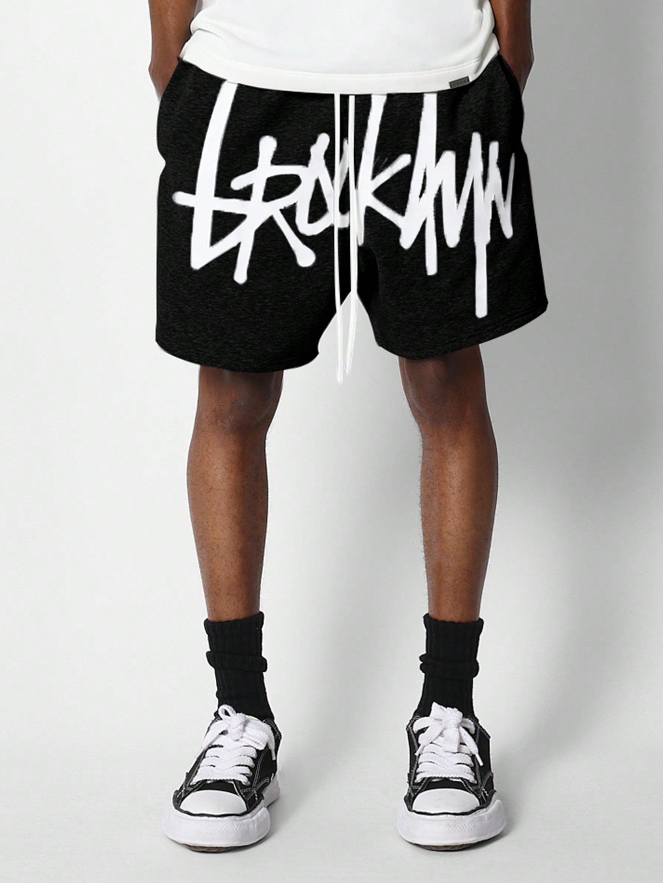 Drop Crotch Short With Front Graphic Print