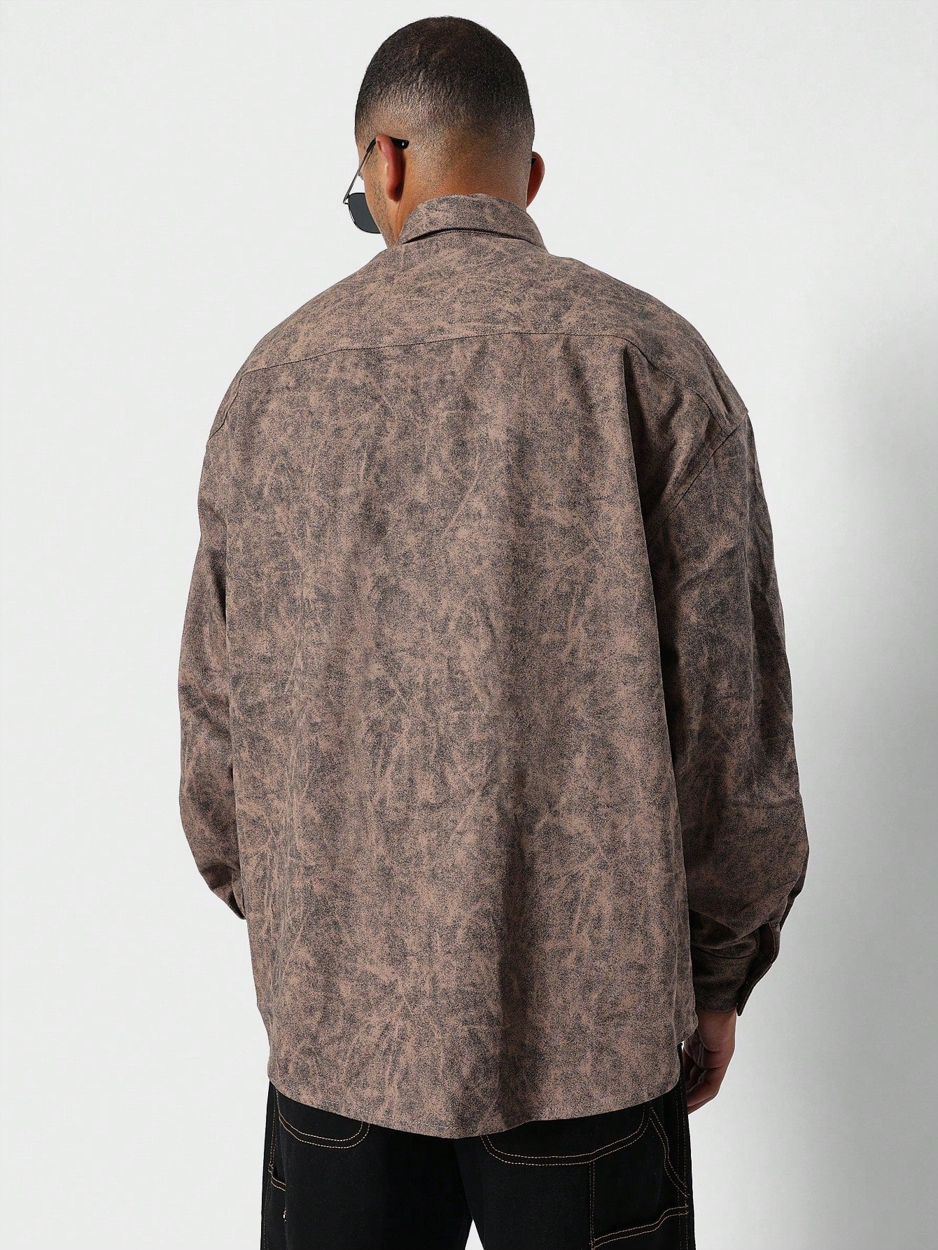 Oversized Fit Twill Shirt With Patch Pocket