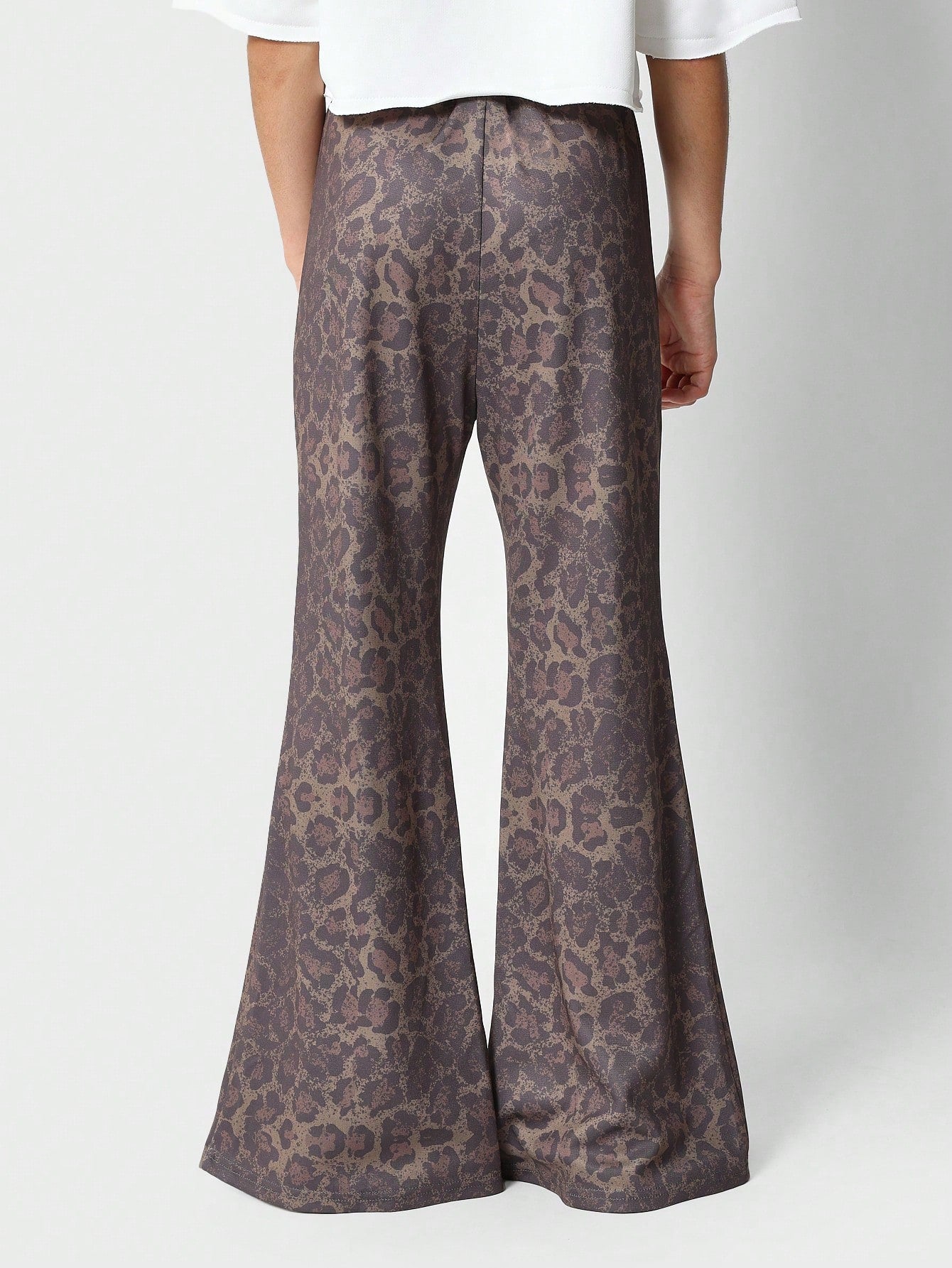 Tween Girls Leopard Print Split Hem Flare Fit Pant