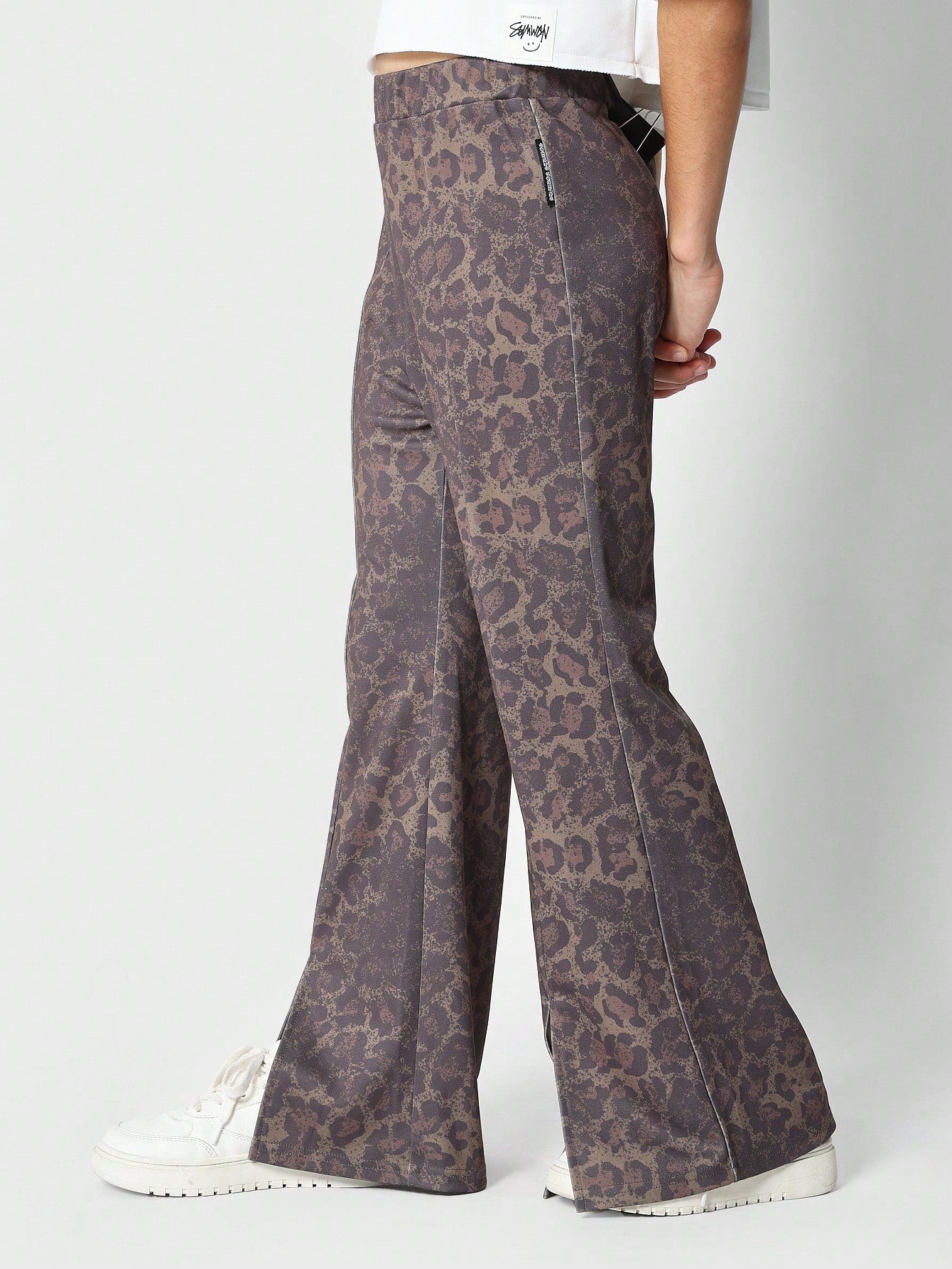 Tween Girls Leopard Print Split Hem Flare Fit Pant