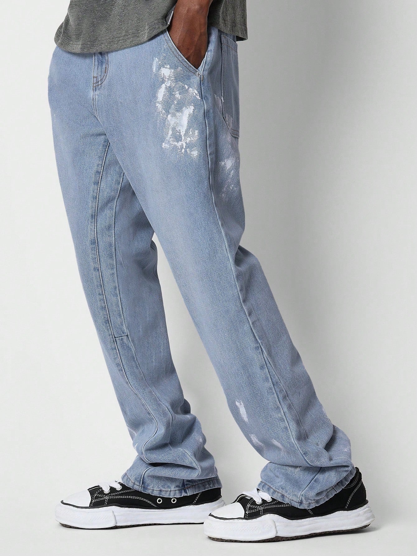 Flare Fit Colour Blocked Jean With Pain Detail