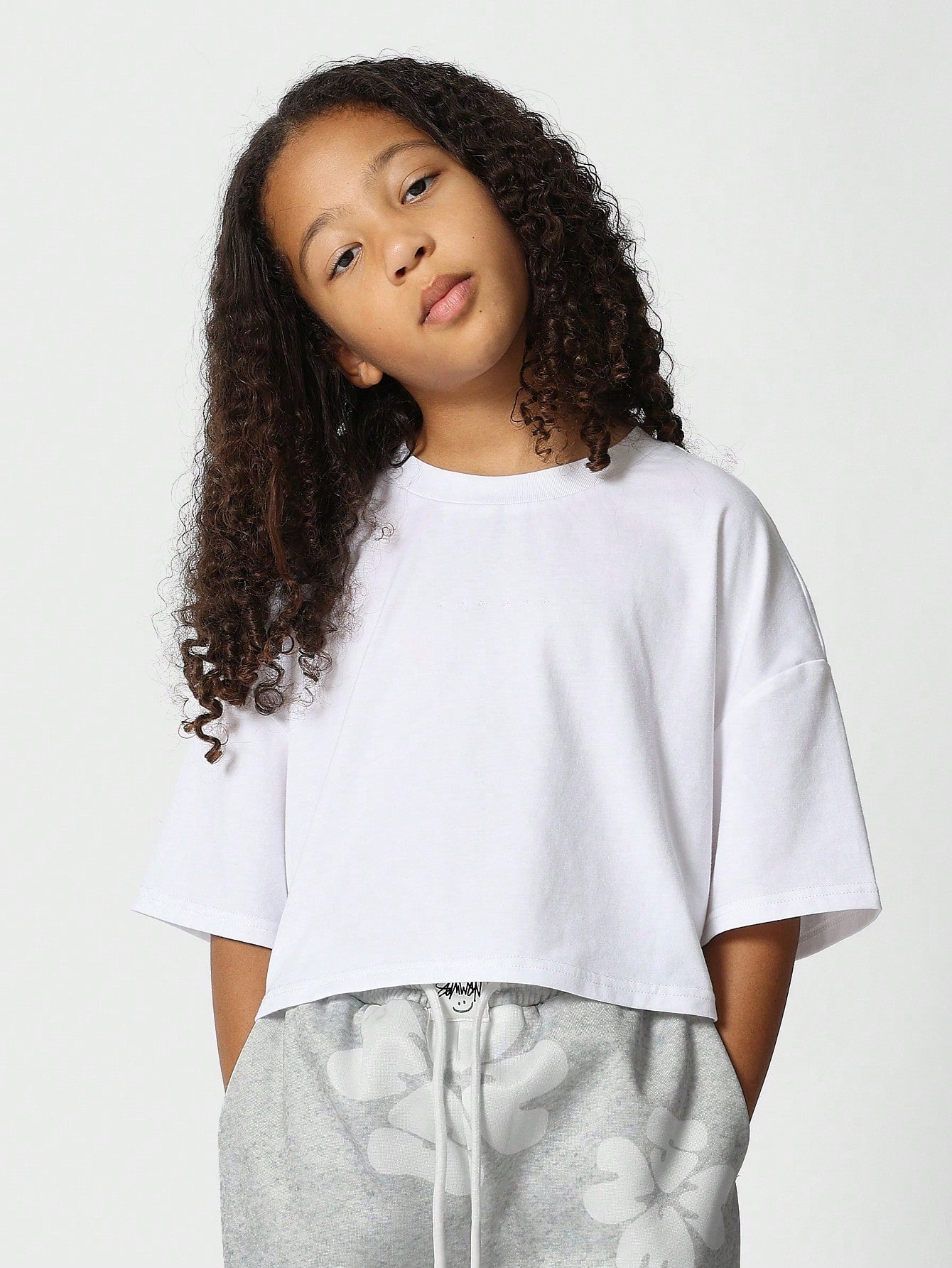 Tween Girls Everyday Play Crop Tee And Sweatpants With Flock Print 2 Piece Set