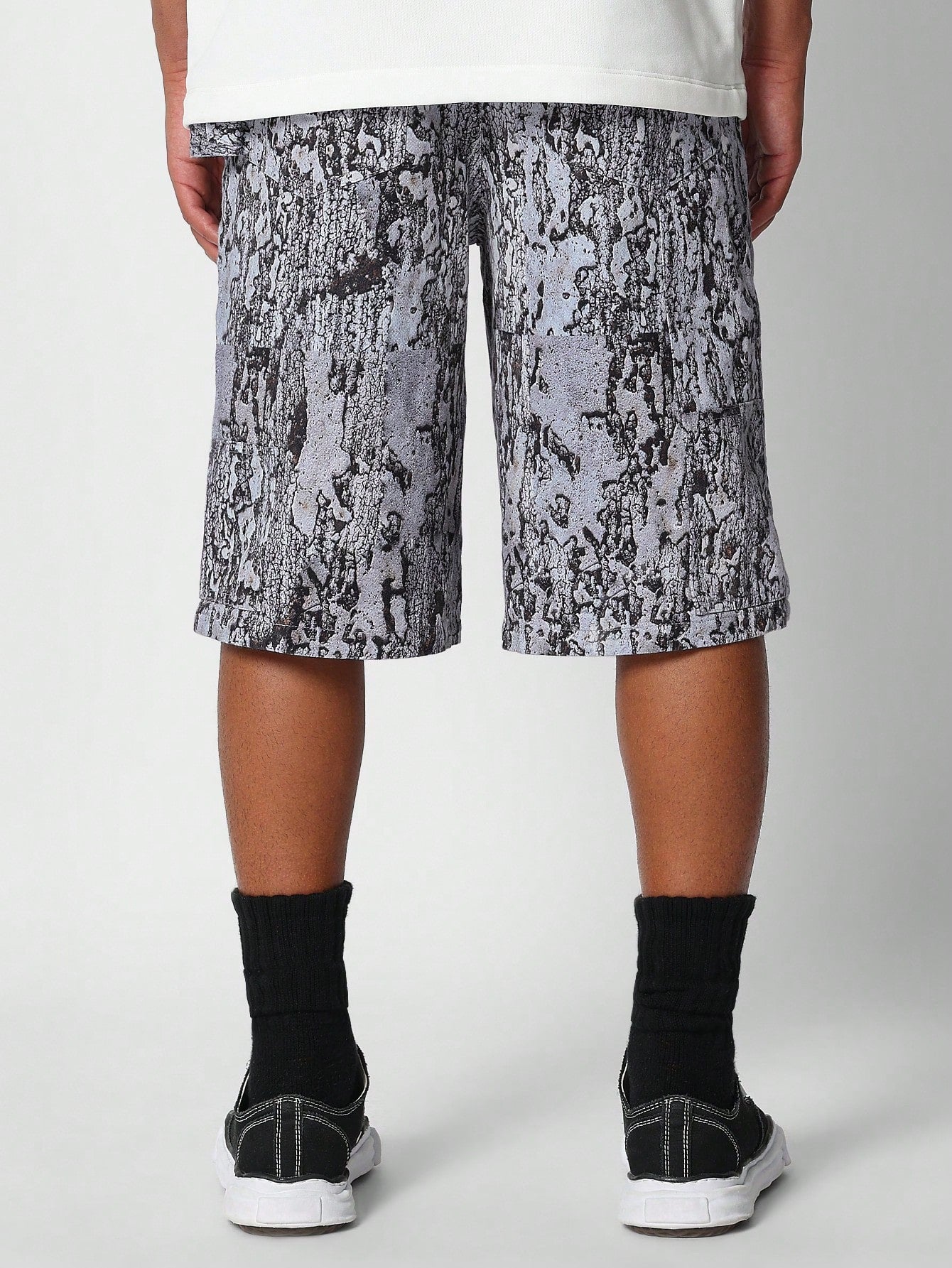 Denim Carpenter Short With All Over Print