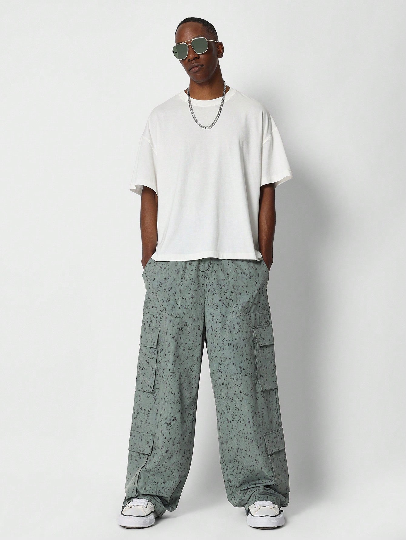 Loose Fit Parachute Pant With All Over Print