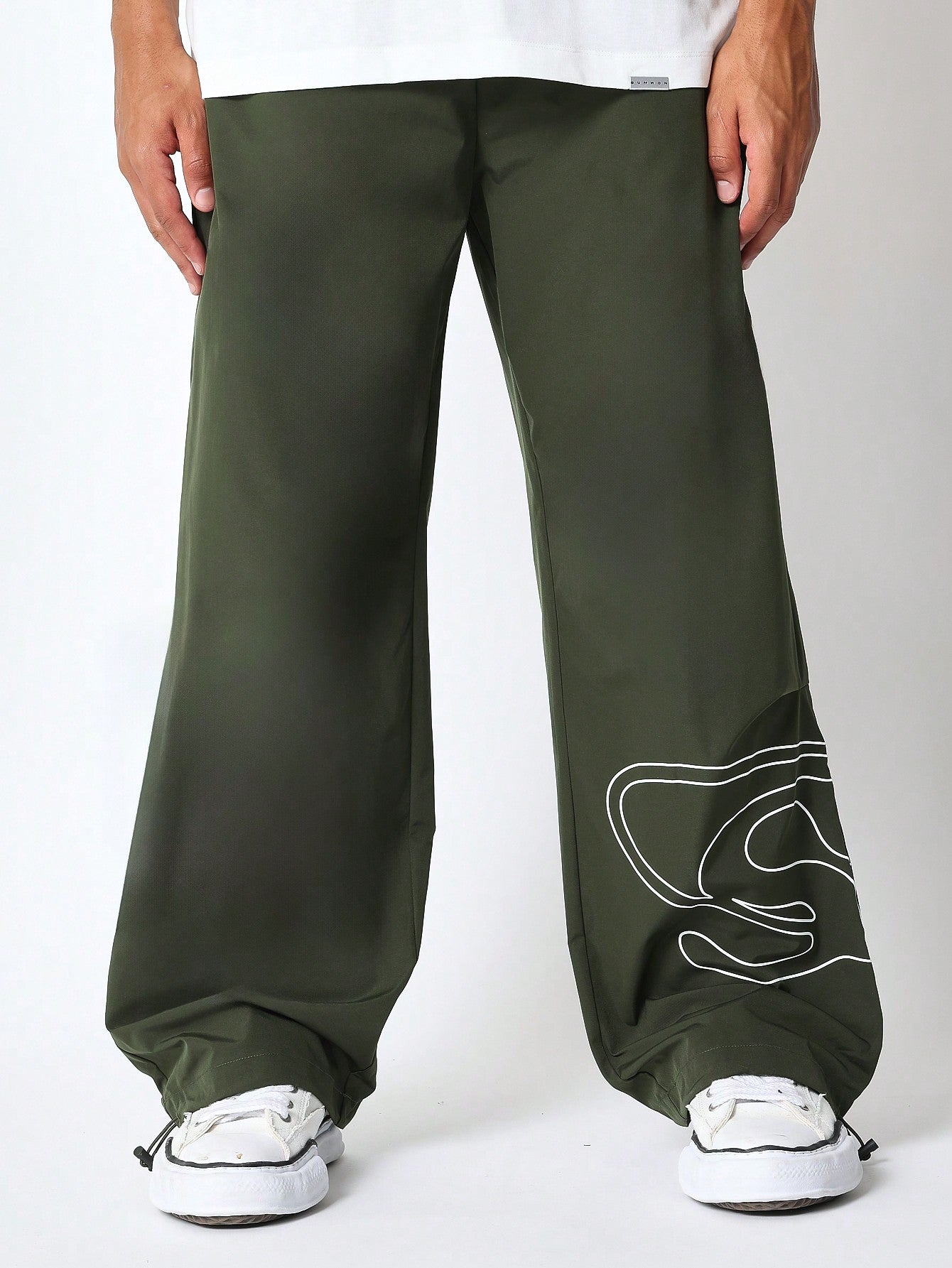 Loose Fit Baggy Nylon Parachute Pant With Graphic Print