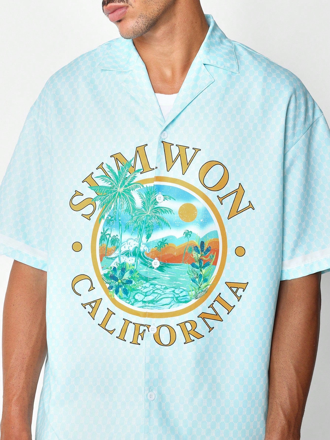 Relaxed Fit Revere Shirt With California Beach Graphic Print