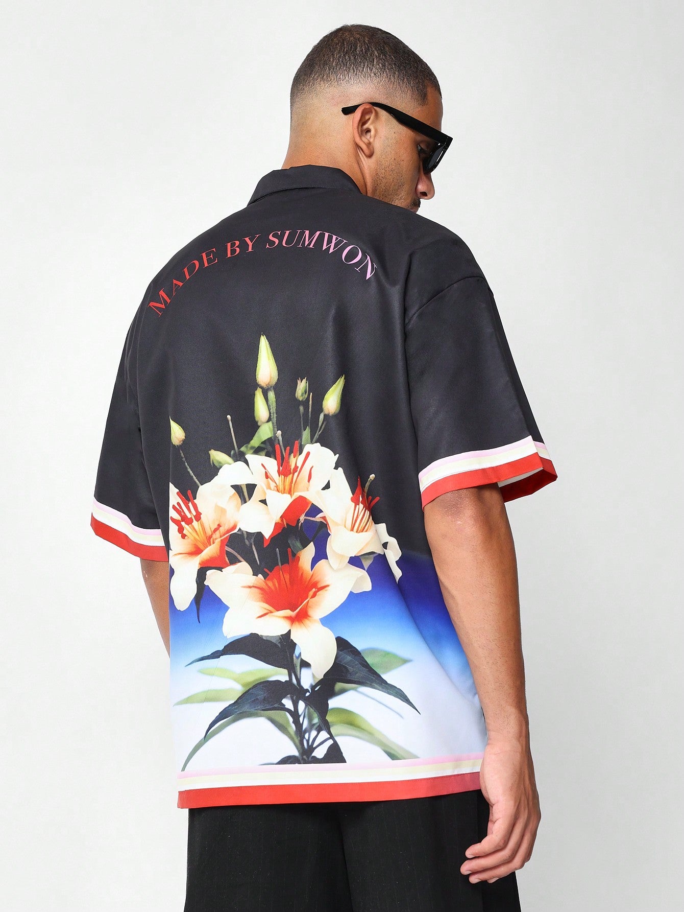 Relaxed Fit Revere Shirt With Flower Graphic Print