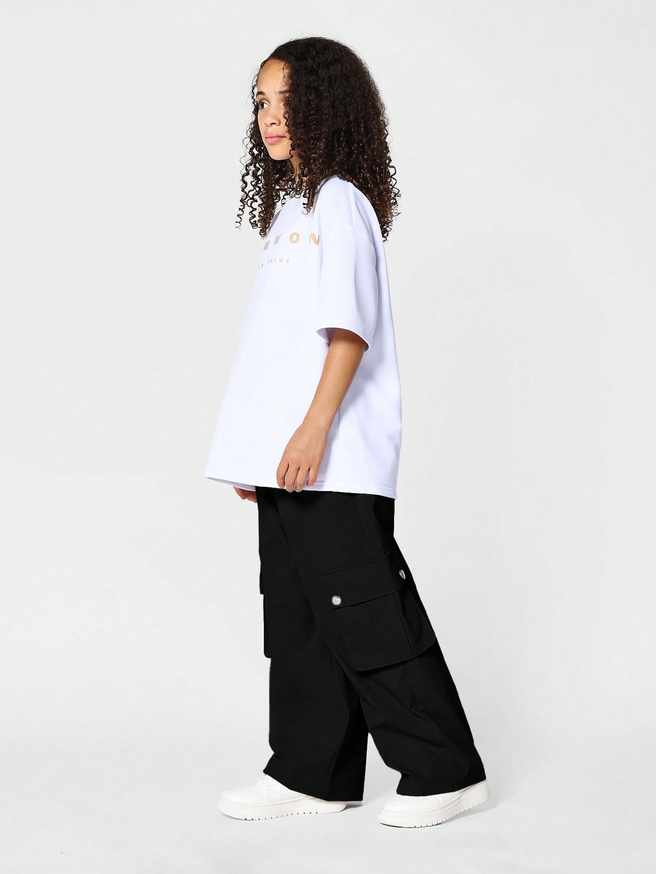 Tween Girl Pull On Black Cargo Pant