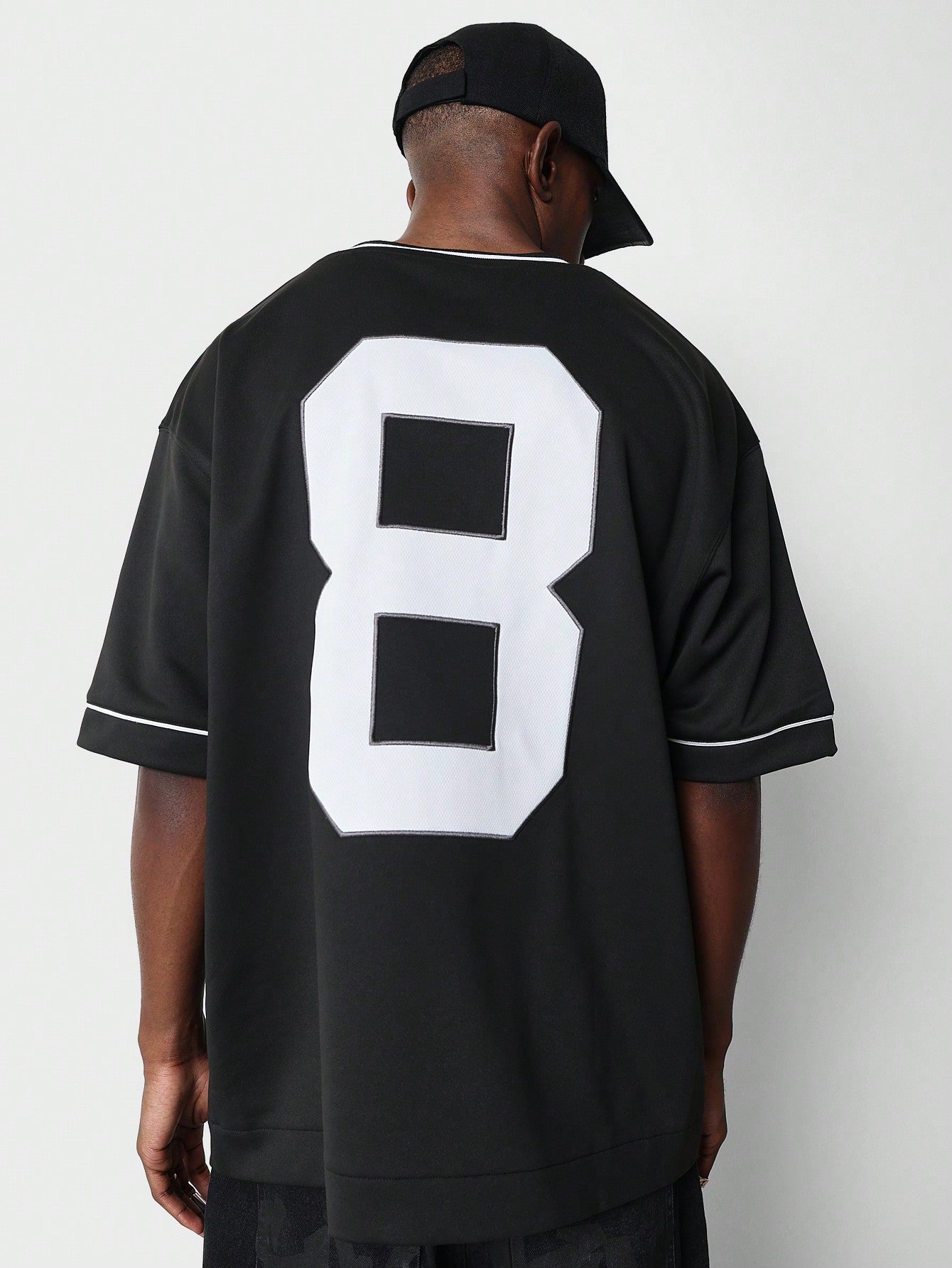 Oversized Fit Loop Back Tee With Back Number Graphic Print