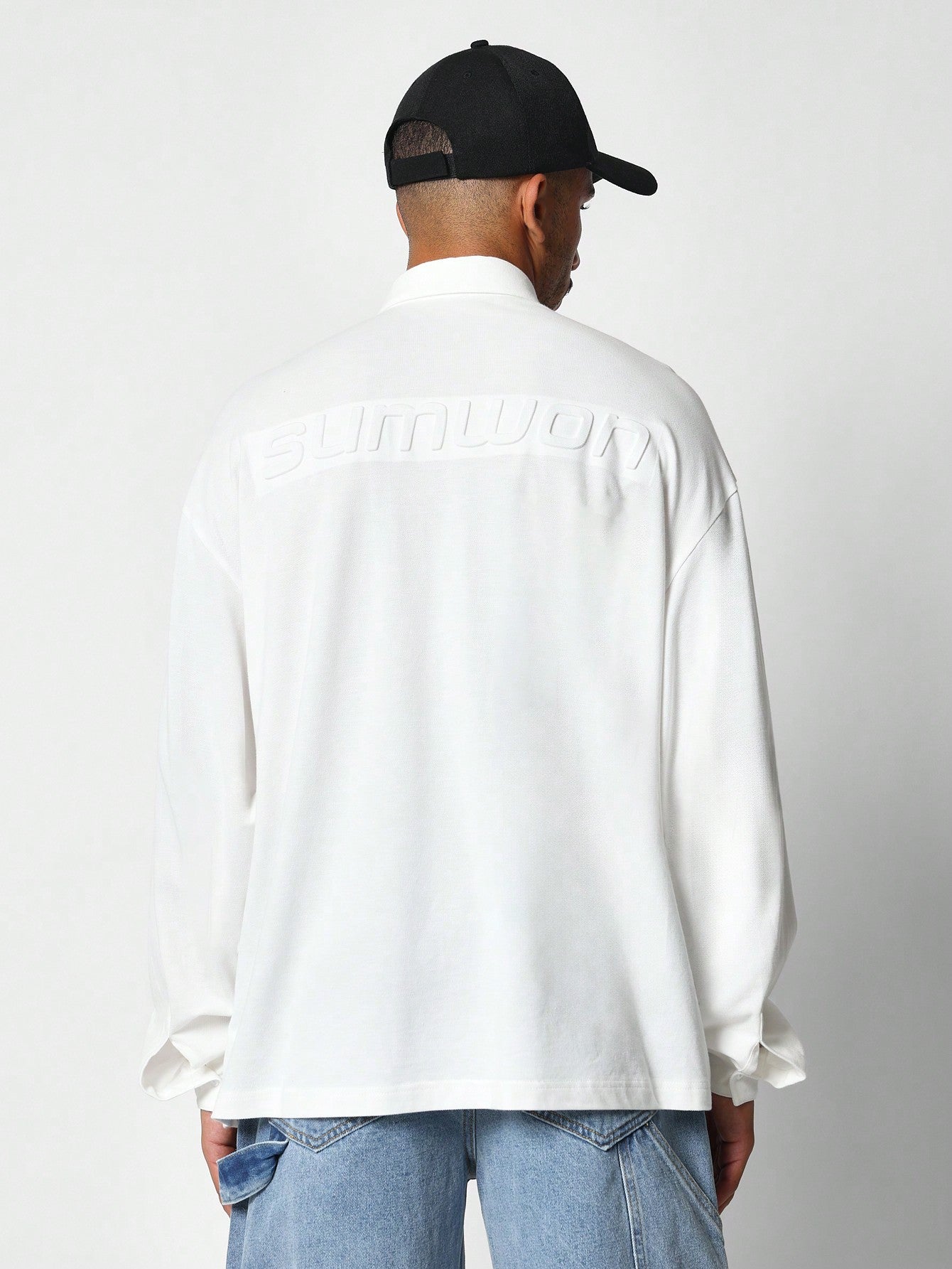 Oversized Fit LS Shirt With Back Emboss Print