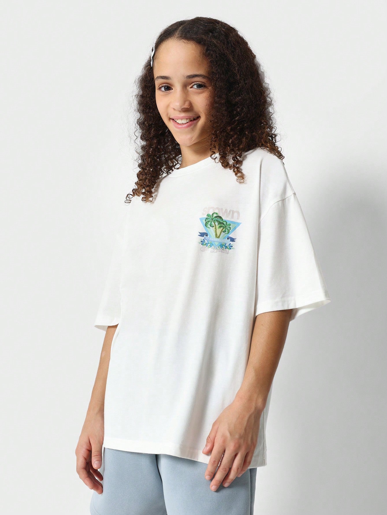 Tween Girls Tee With Front & Back Print And Short 2 Piece Set