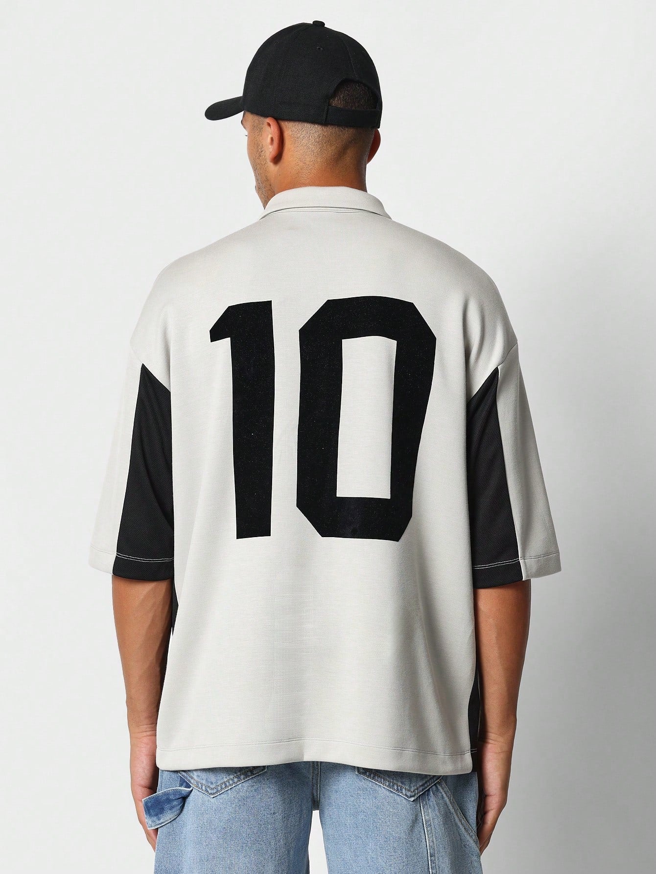 Polo Tee With Panel Detail And Back Number Print