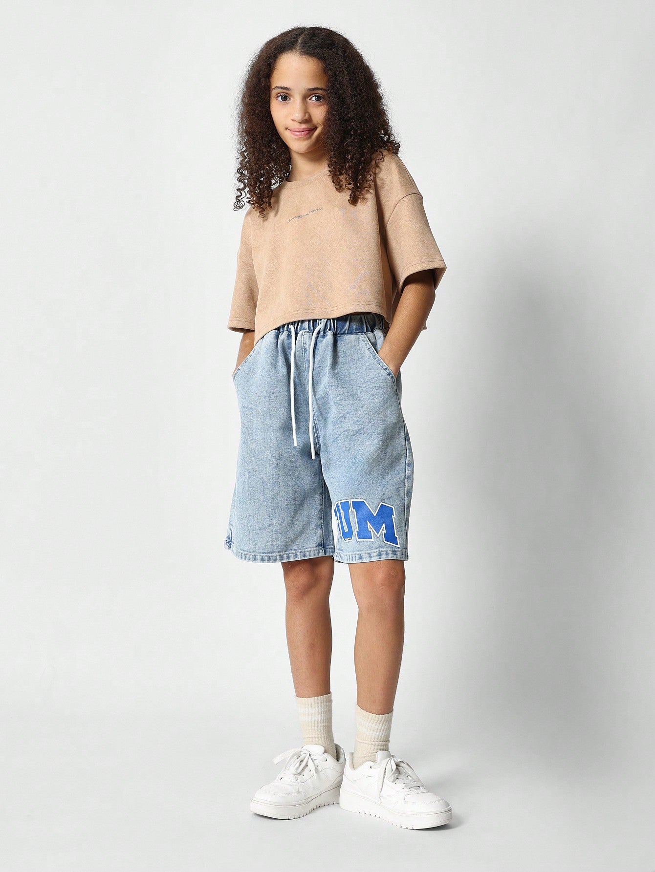 Tween Girls Pull On Drop Crotch Jort With Graphic Print