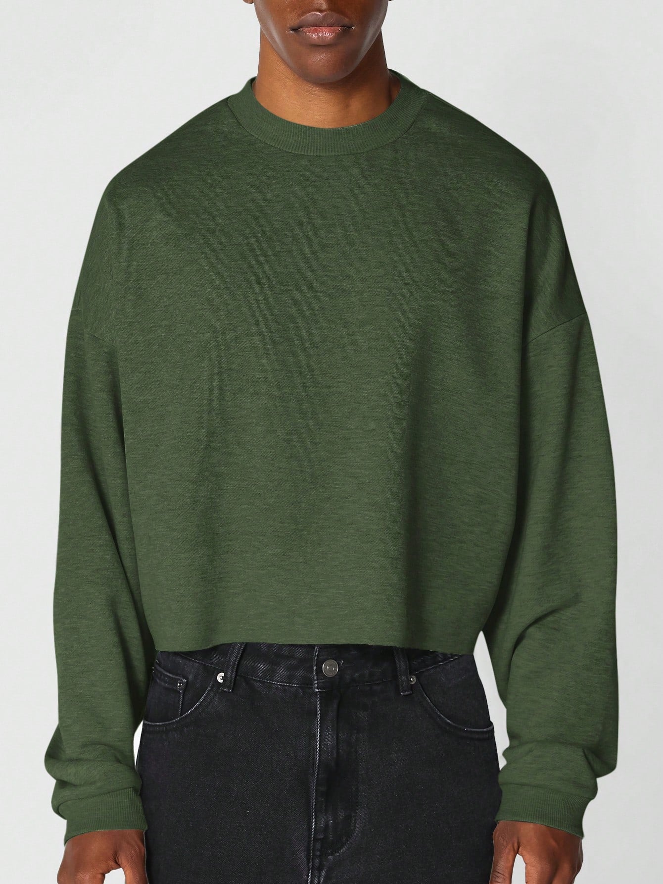 Crop Fit Crew Neck Sweatshirt