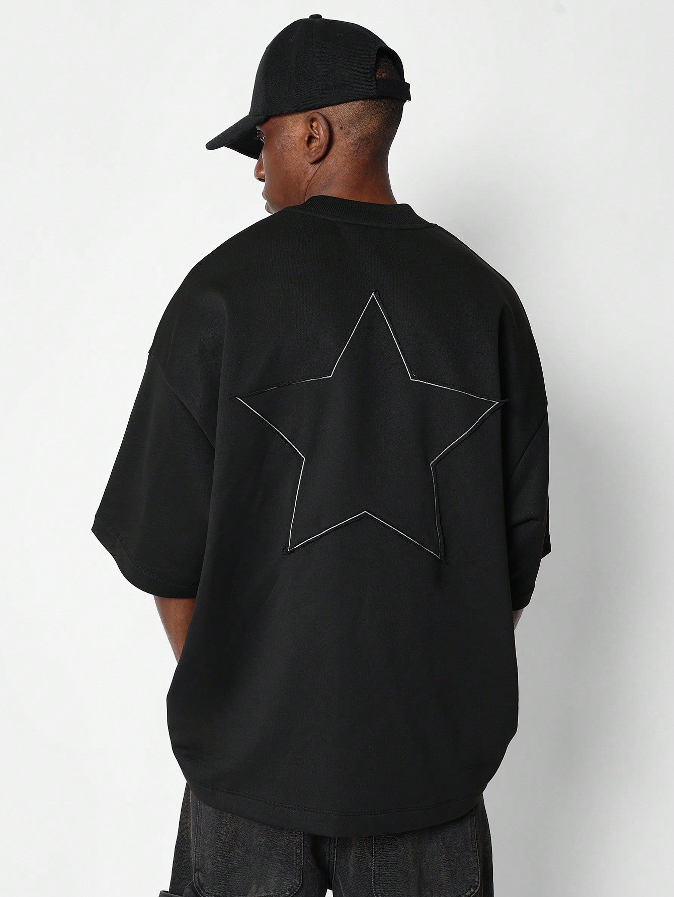 Oversized Fit Tee With Star Applique On The Back