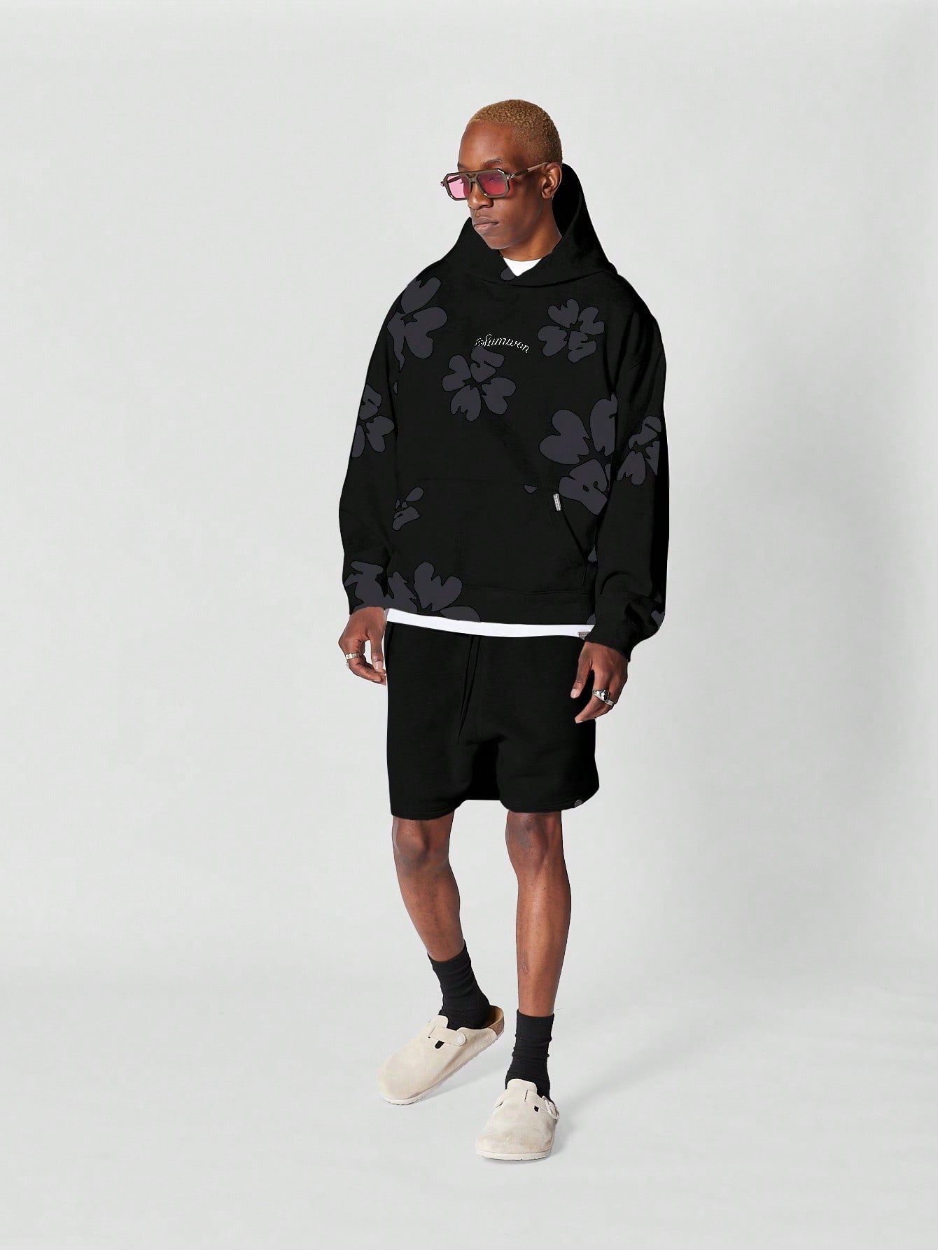 Overhead Hoodie With Floral Graphic Print