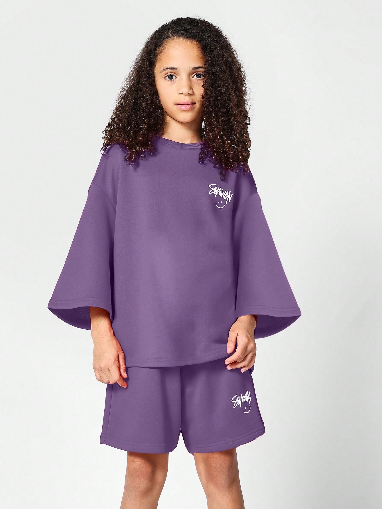 Kids Unisex Oversized Fit Tee With Short 2 Piece Set