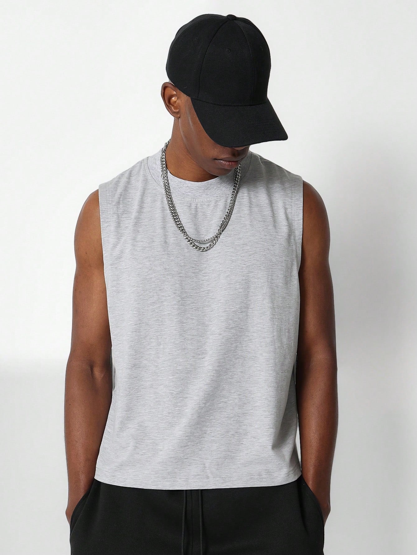 Crop Fit Raw Edge Tank