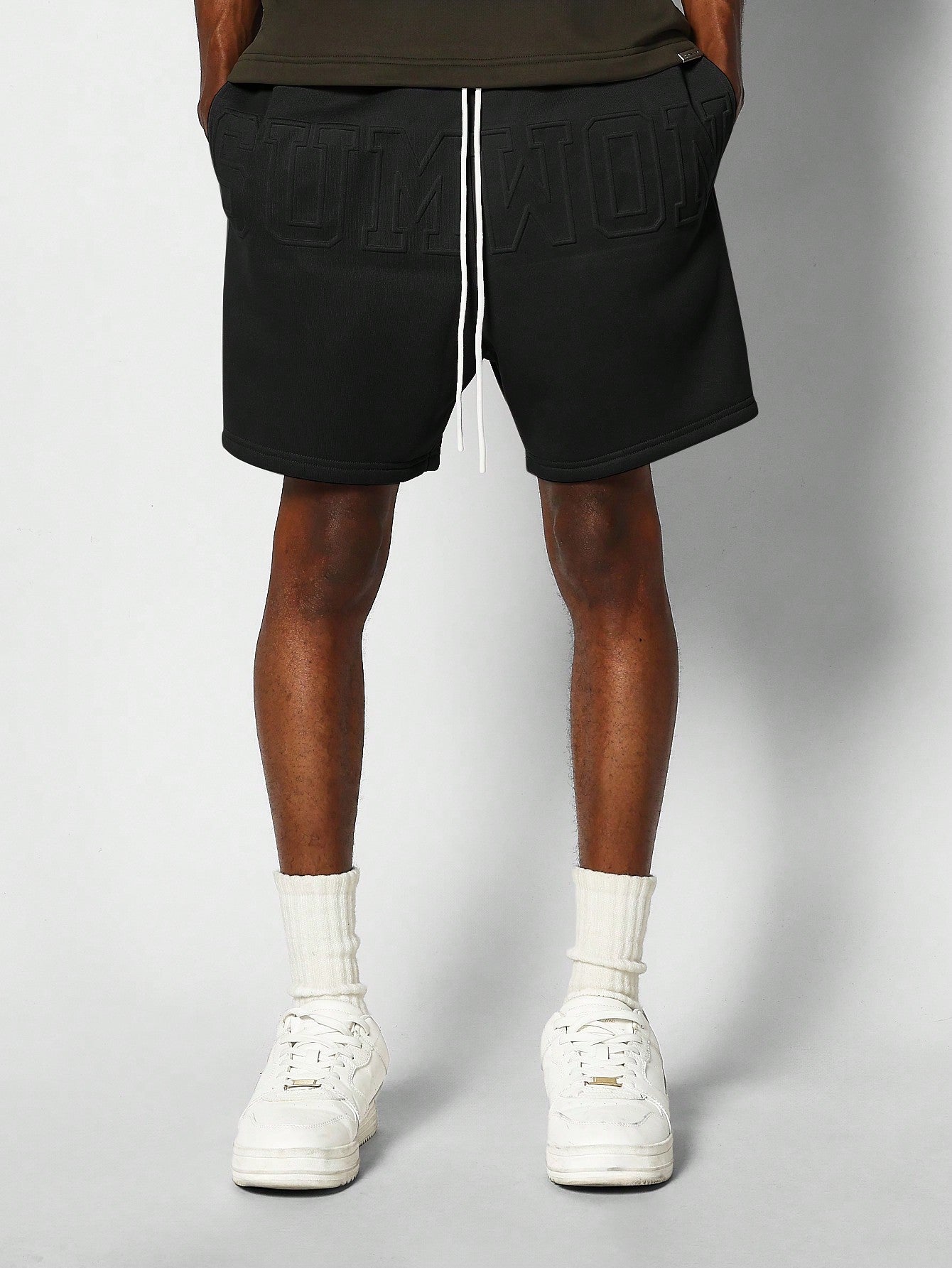 Drop Crotch Short With Embossed Print