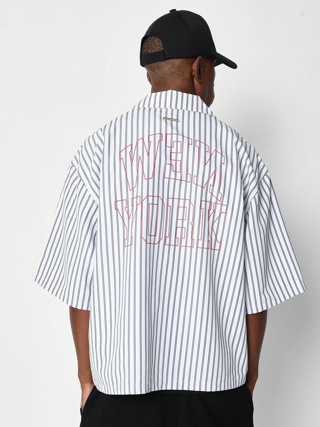 Boxy Fit Pinstripe Shirt With Embroidery