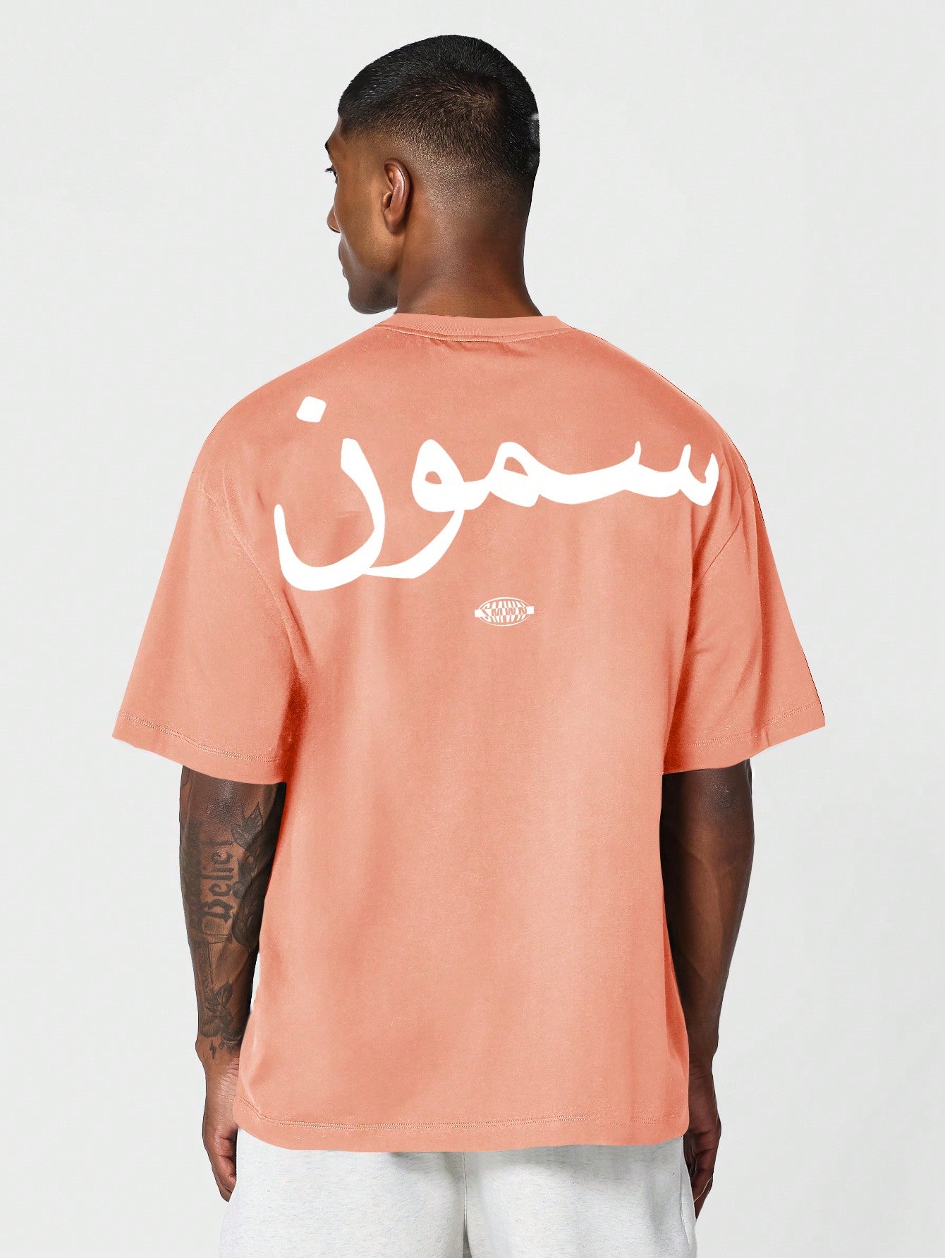 Tee With Arabic Letter Graphic Print For Men Daily Wear Summer