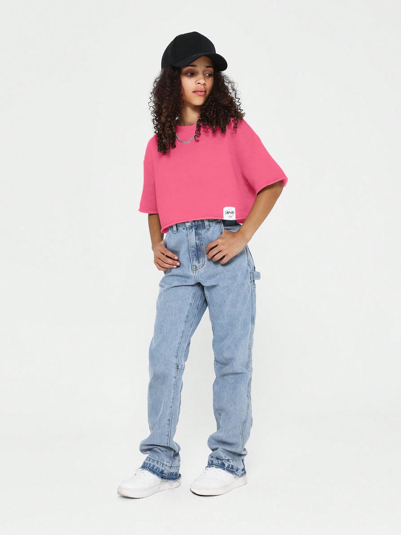 Tween Girls Crop Fit Essential Tee