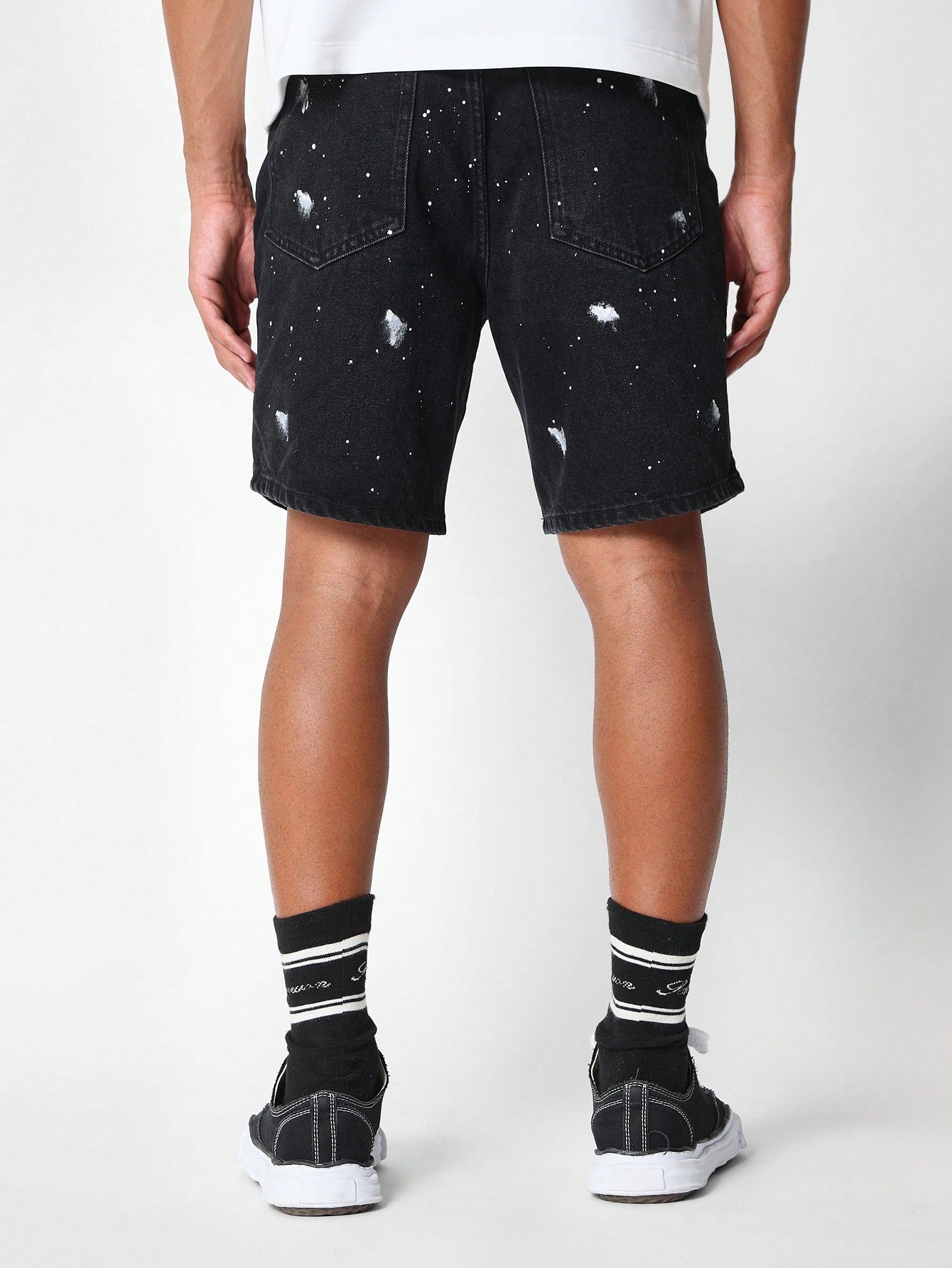 Denim Short With Paint Splatter