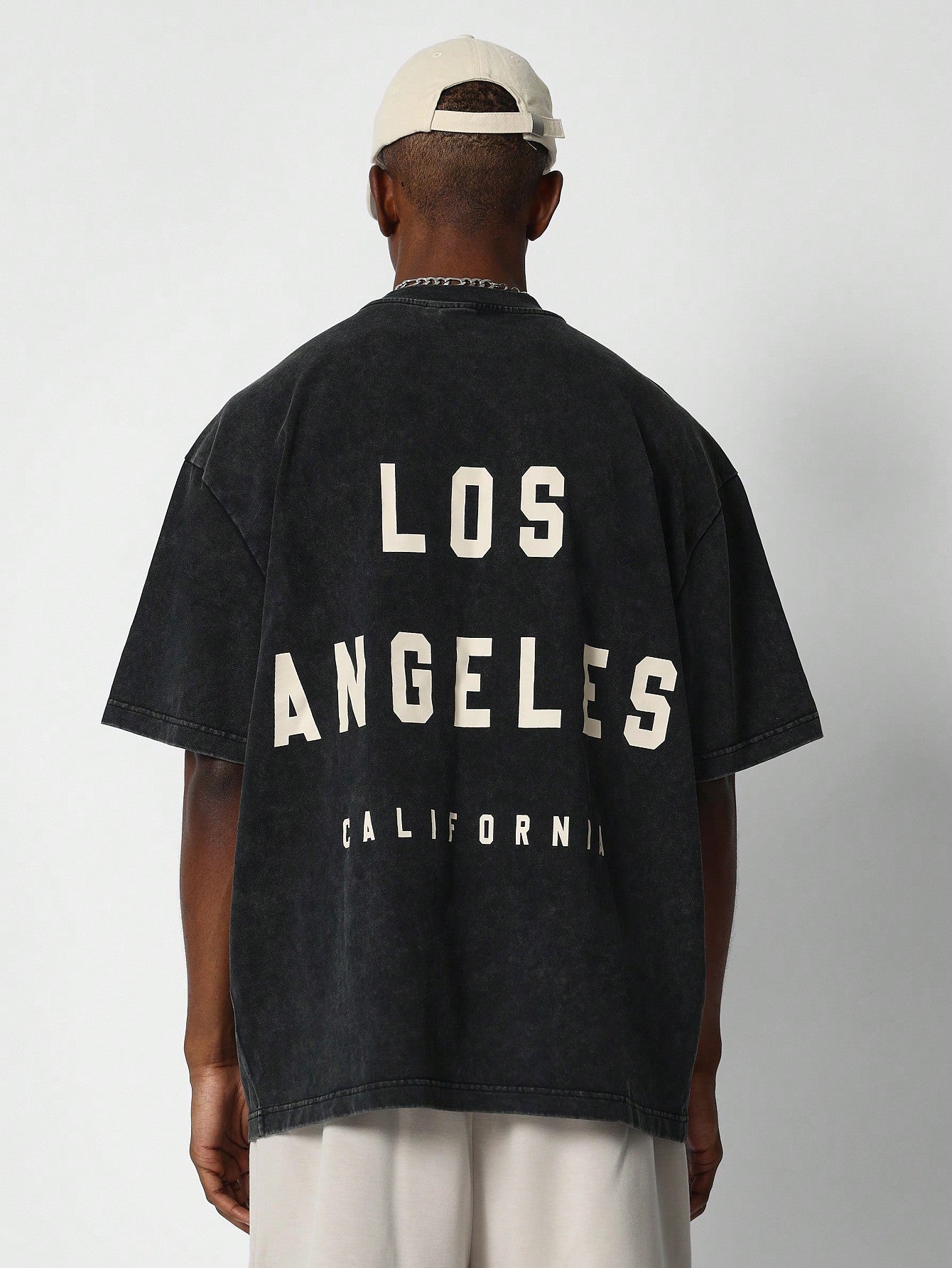 Washed Tee With Los Angeles Graphic Print