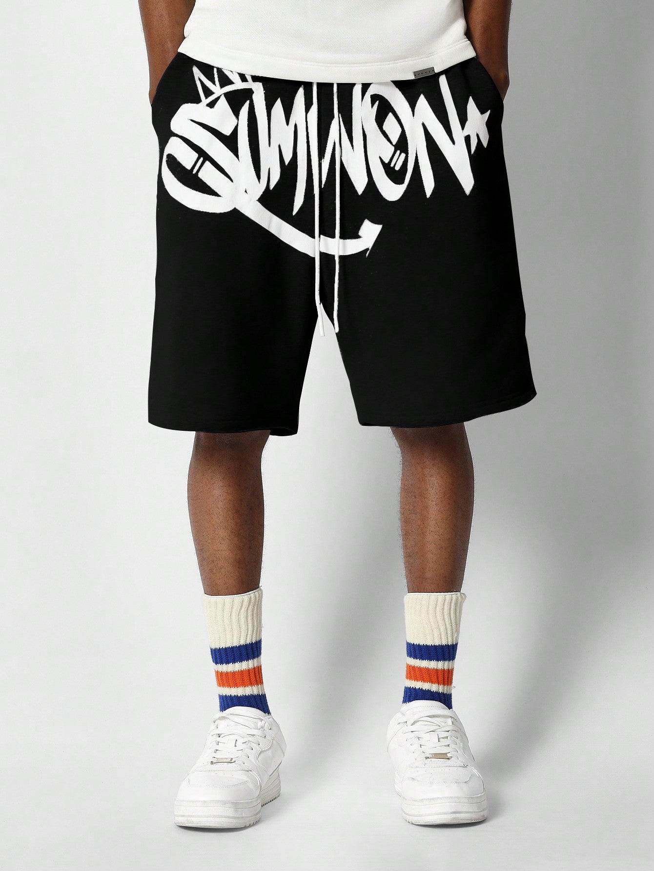 Drop Crotch Short With Front Graffiti Graphic