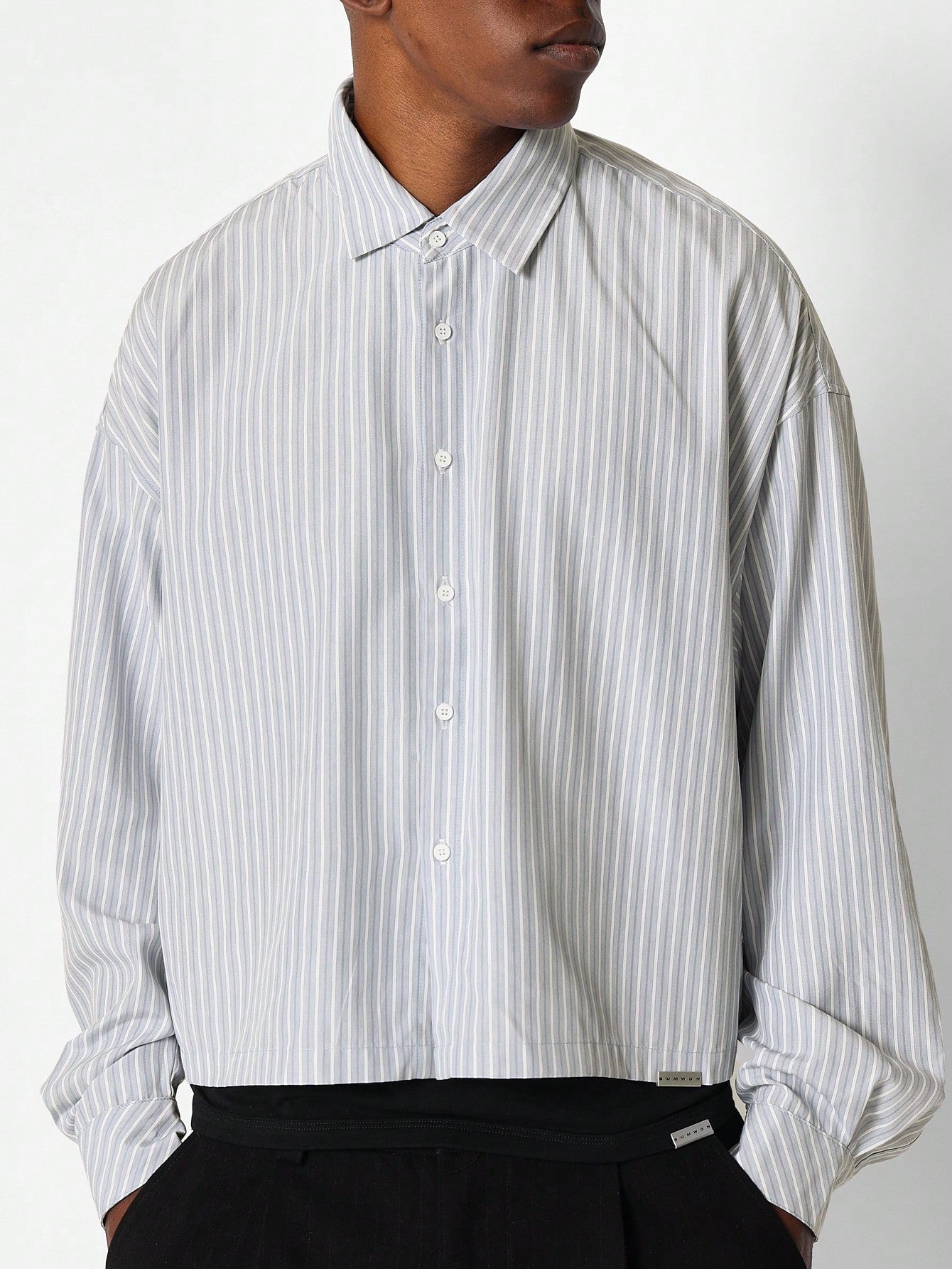 Crop Fit Pinstripe Shirt