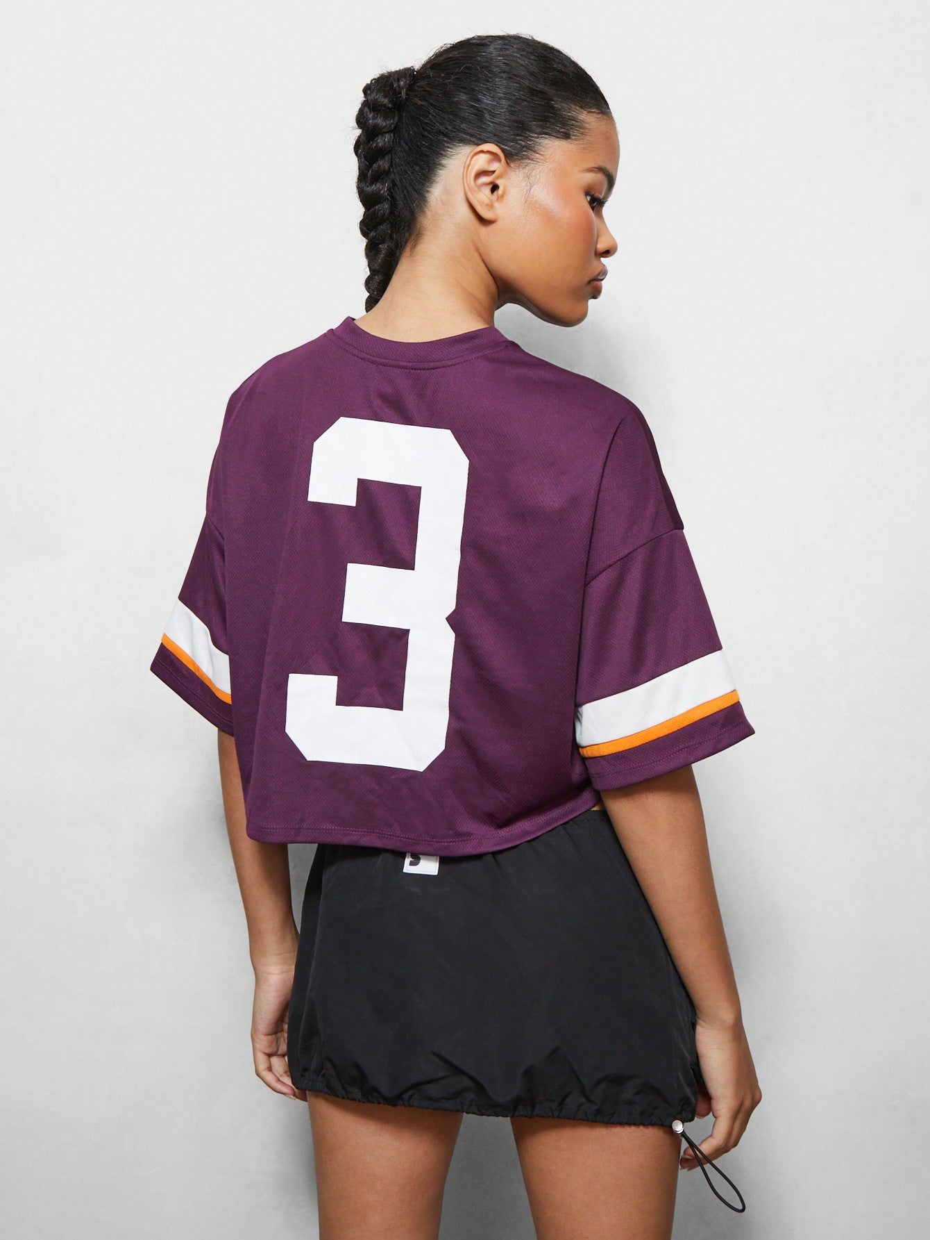 SUMWON X WOMEN Boxy Fit Crop Baller Tee With Front Graphic And Back Number Graphic