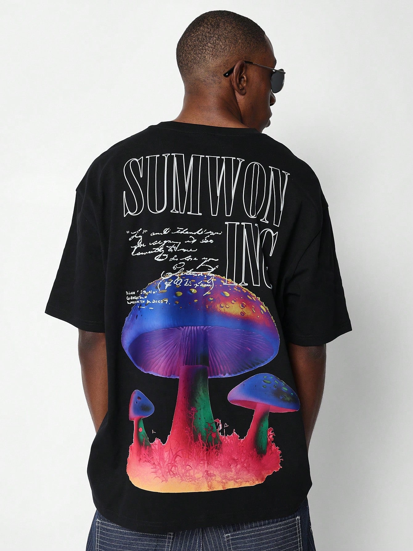 Tee With Print & Mushroom Graphic Effect