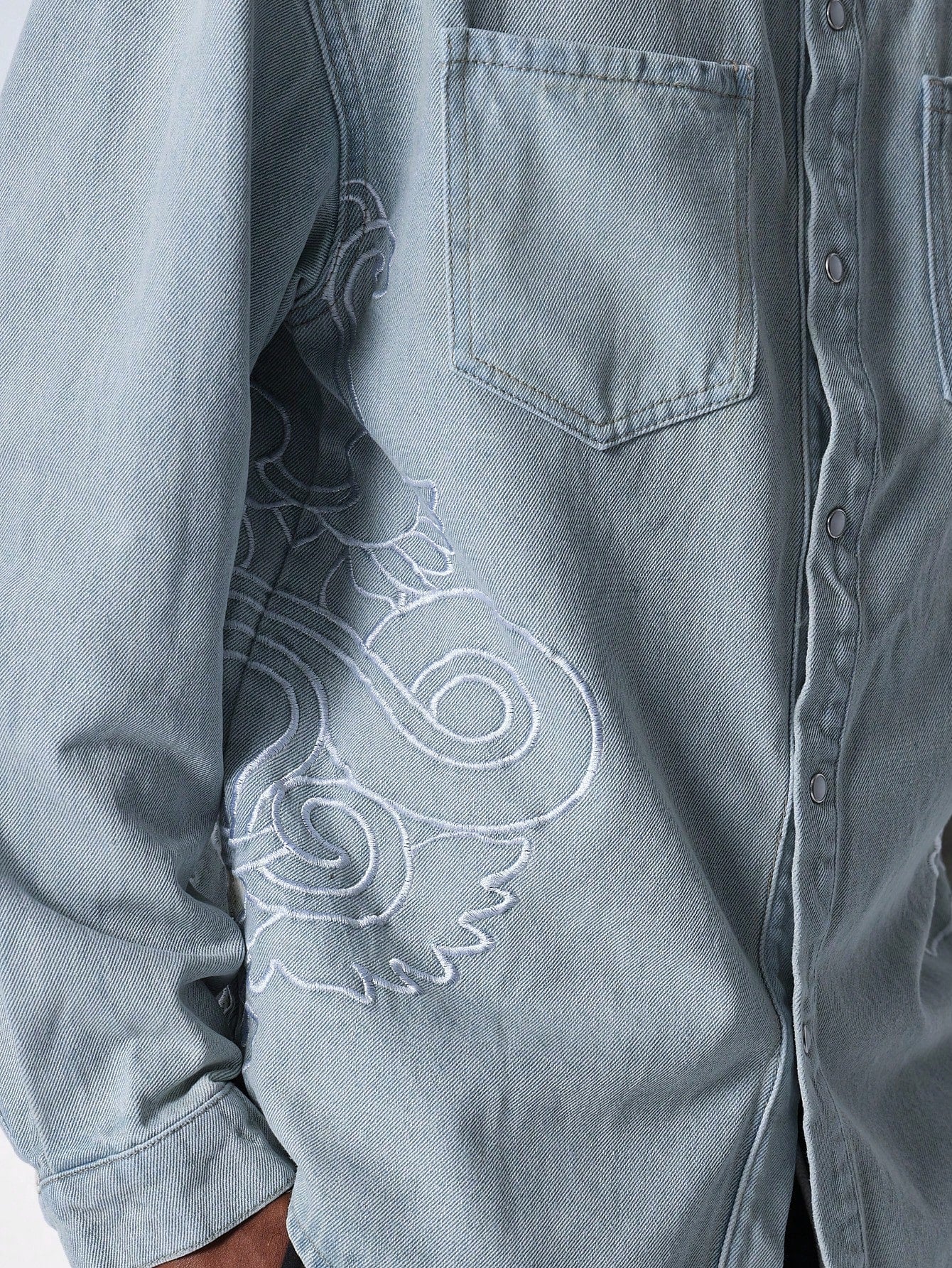 Western Denim Shirt With Embroidery Design