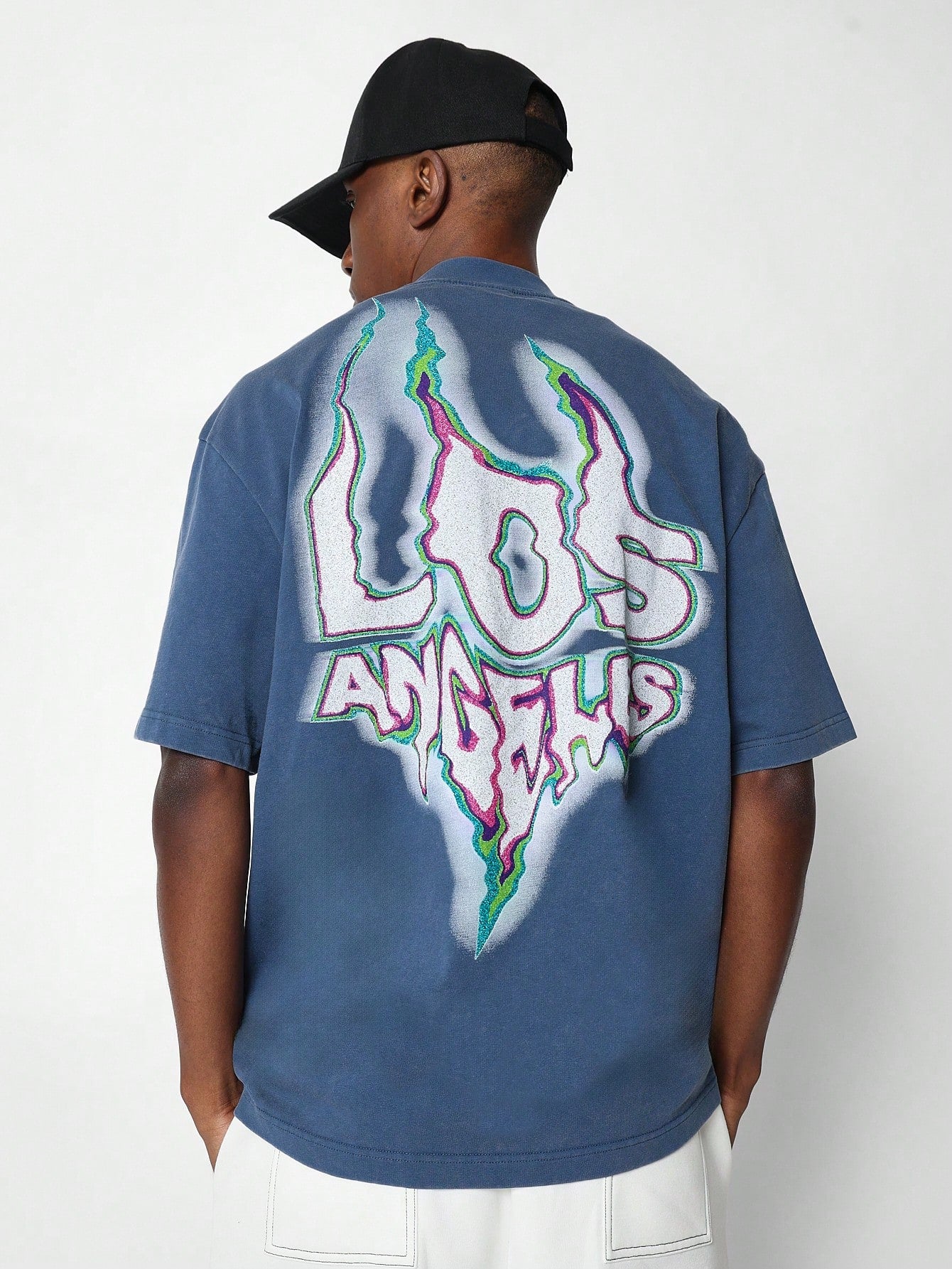 Tee With Back Los Angeles Flame Graphic Print