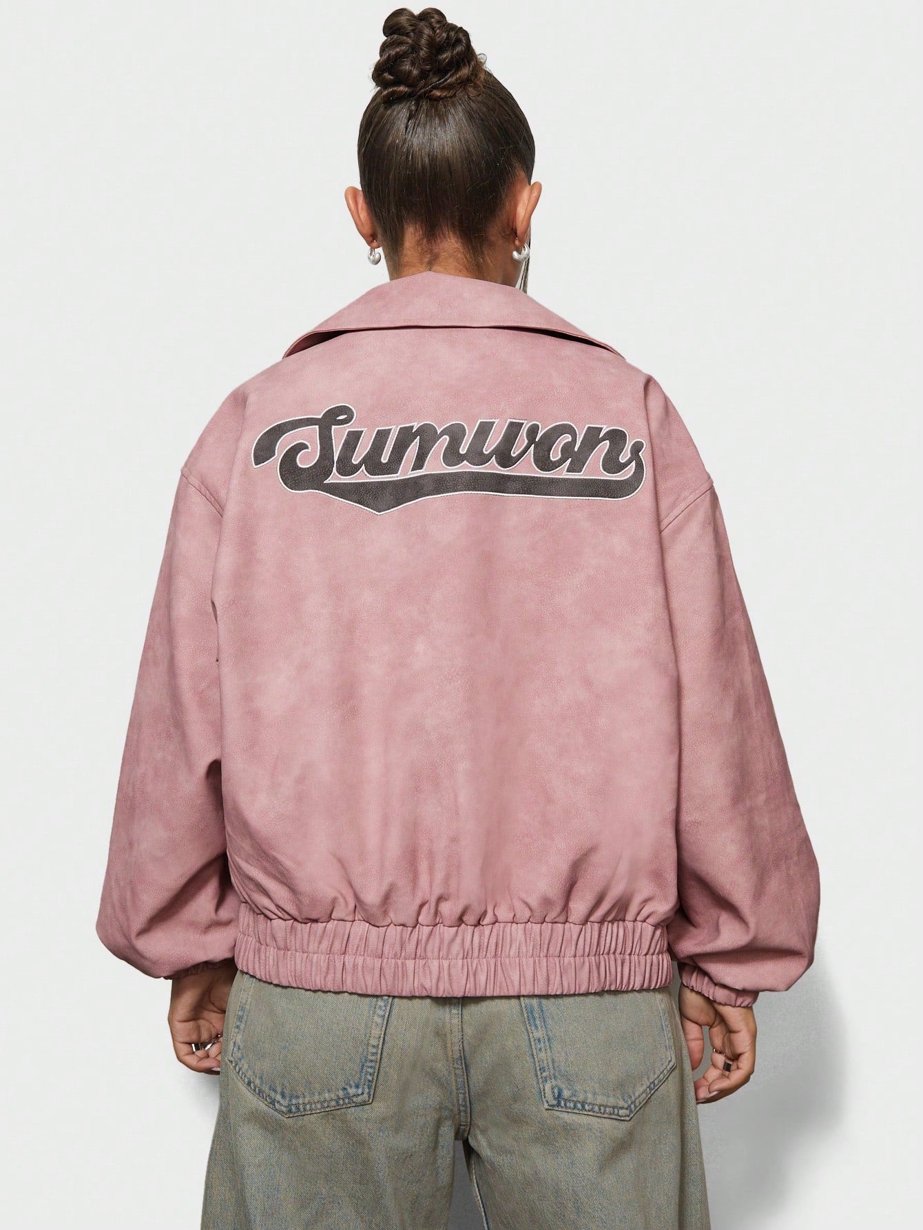 SUMWON WOMEN Varsity Zip Through Bomber Jacket With Applique