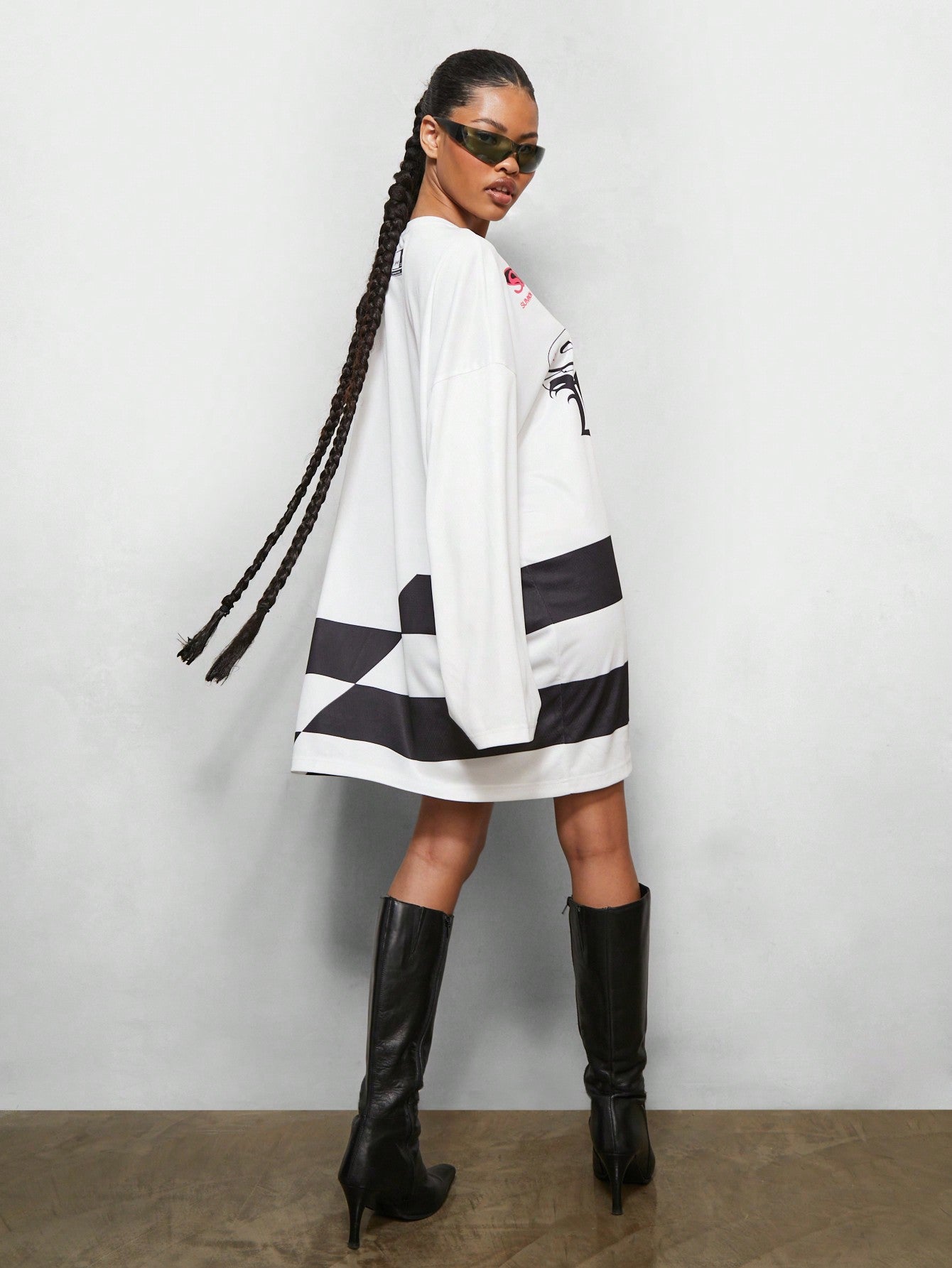 SUMWON X WOMEN Oversized Printed Baller Mesh Dress