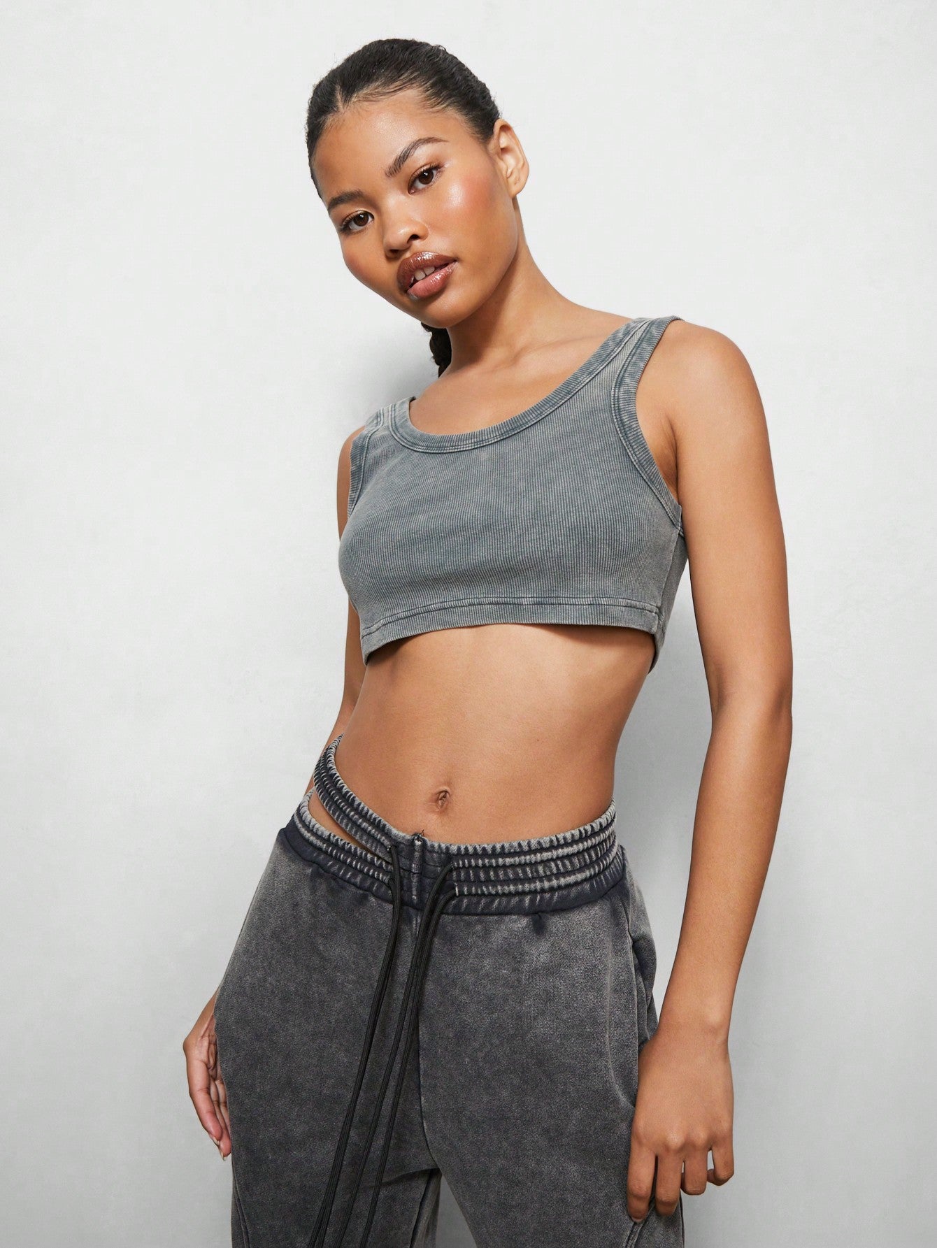 SUMWON X WOMEN Washed Rib Crop Bra