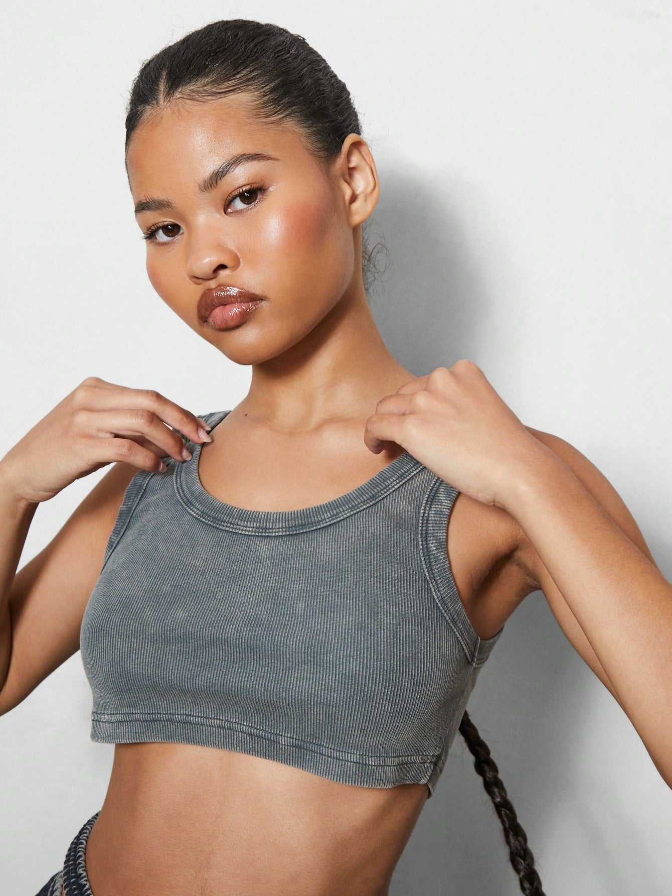 SUMWON X WOMEN Washed Rib Crop Bra