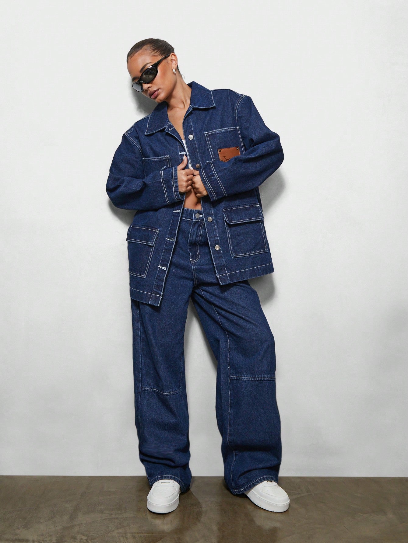 SUMWON WOMEN Oversized Denim Shackets With Patch Label