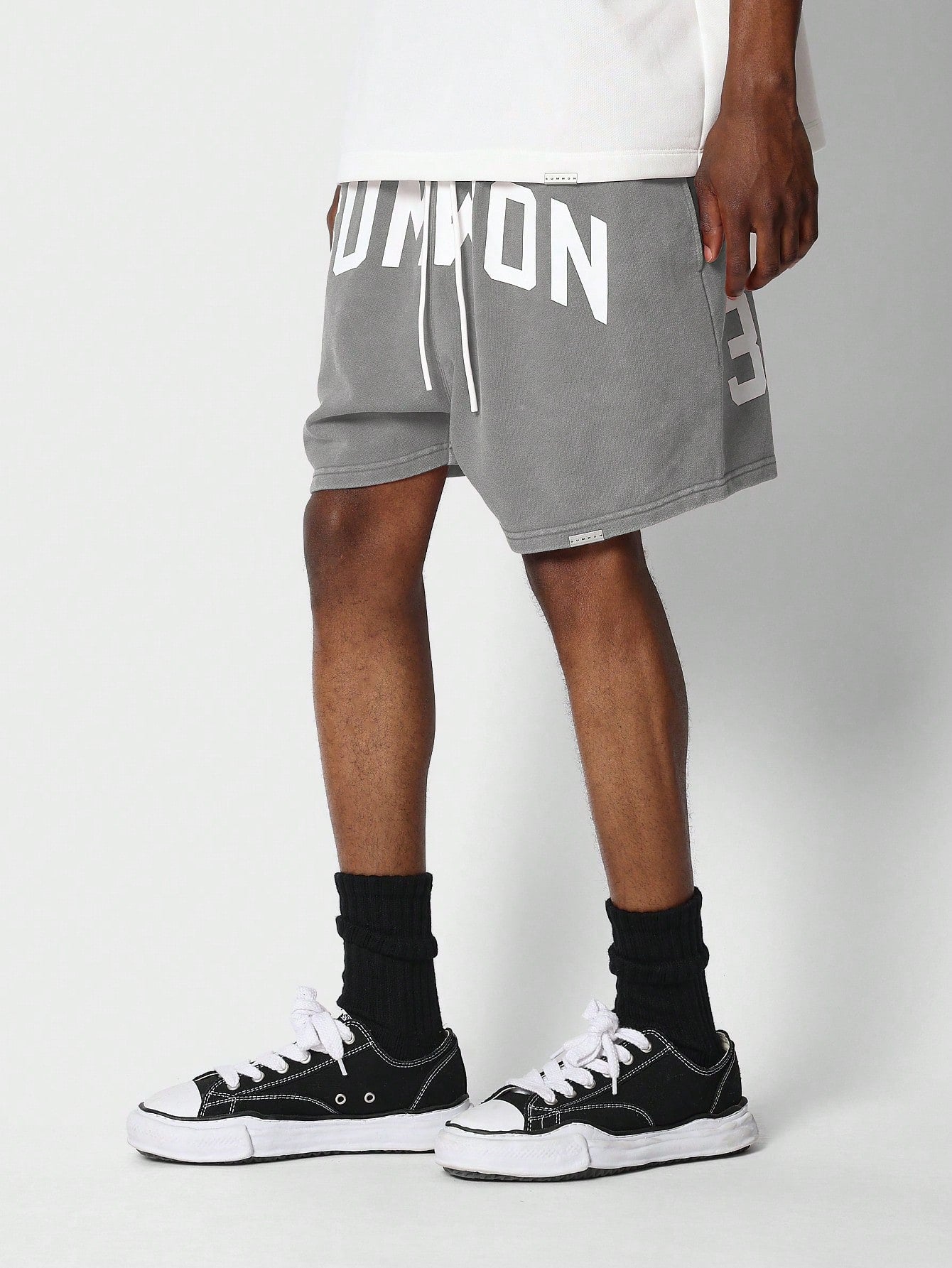 Drop Crotch Short With Letter Graphic Print