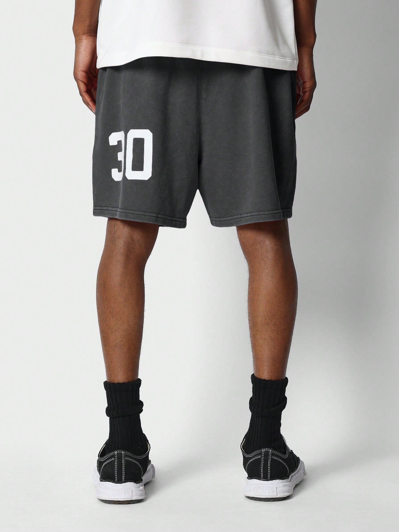 Drop Crotch Short With Letter Graphic Print