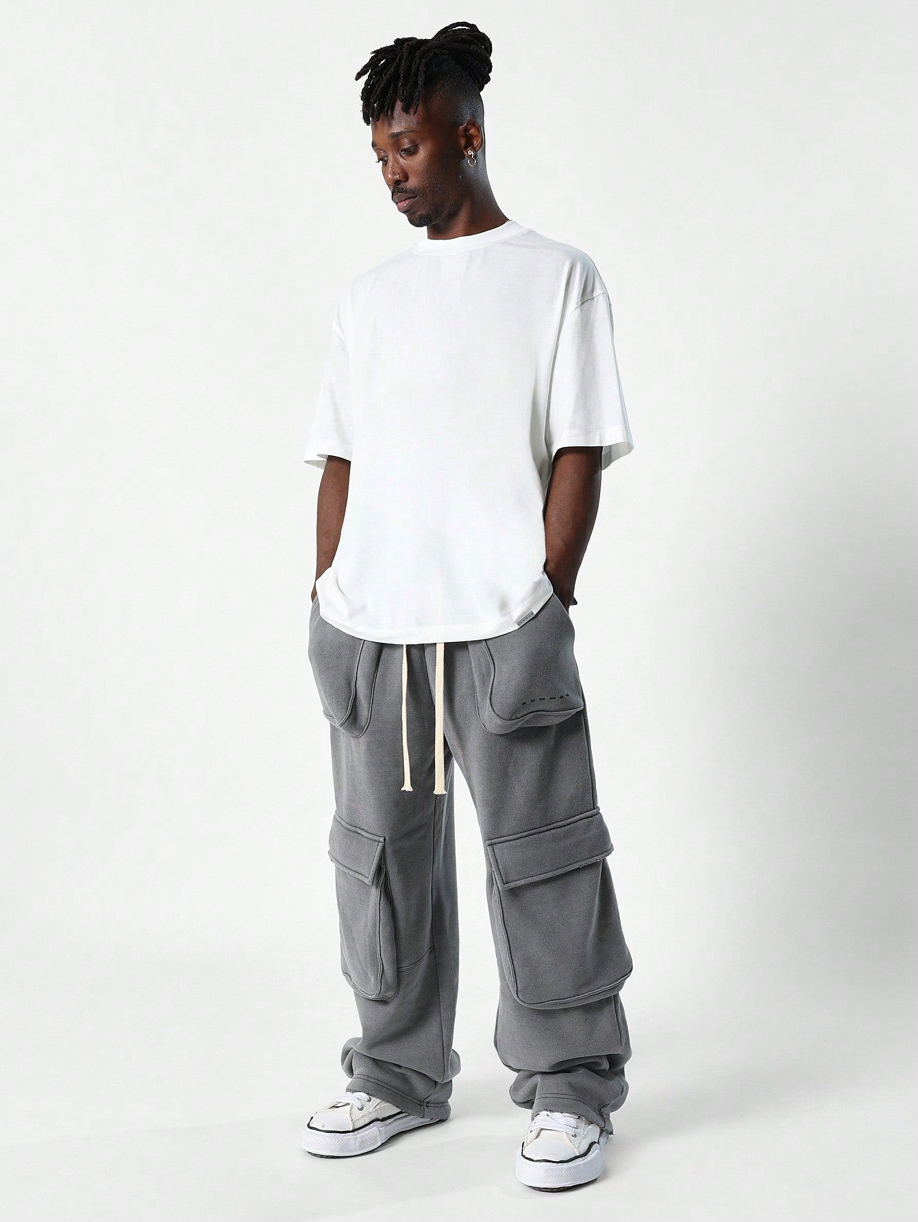 Washed Loose Fit Baggy Cargo Sweatpants