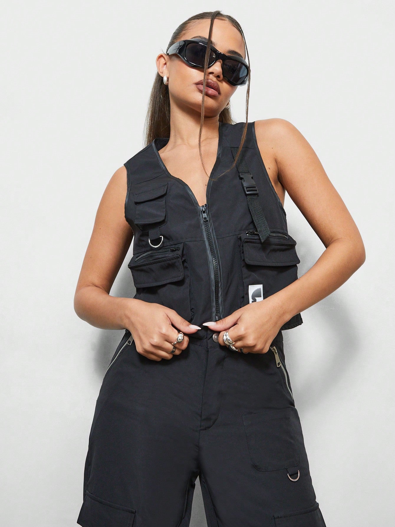 SUMWON X WOMEN Utility Nylon Zip Through Gilet