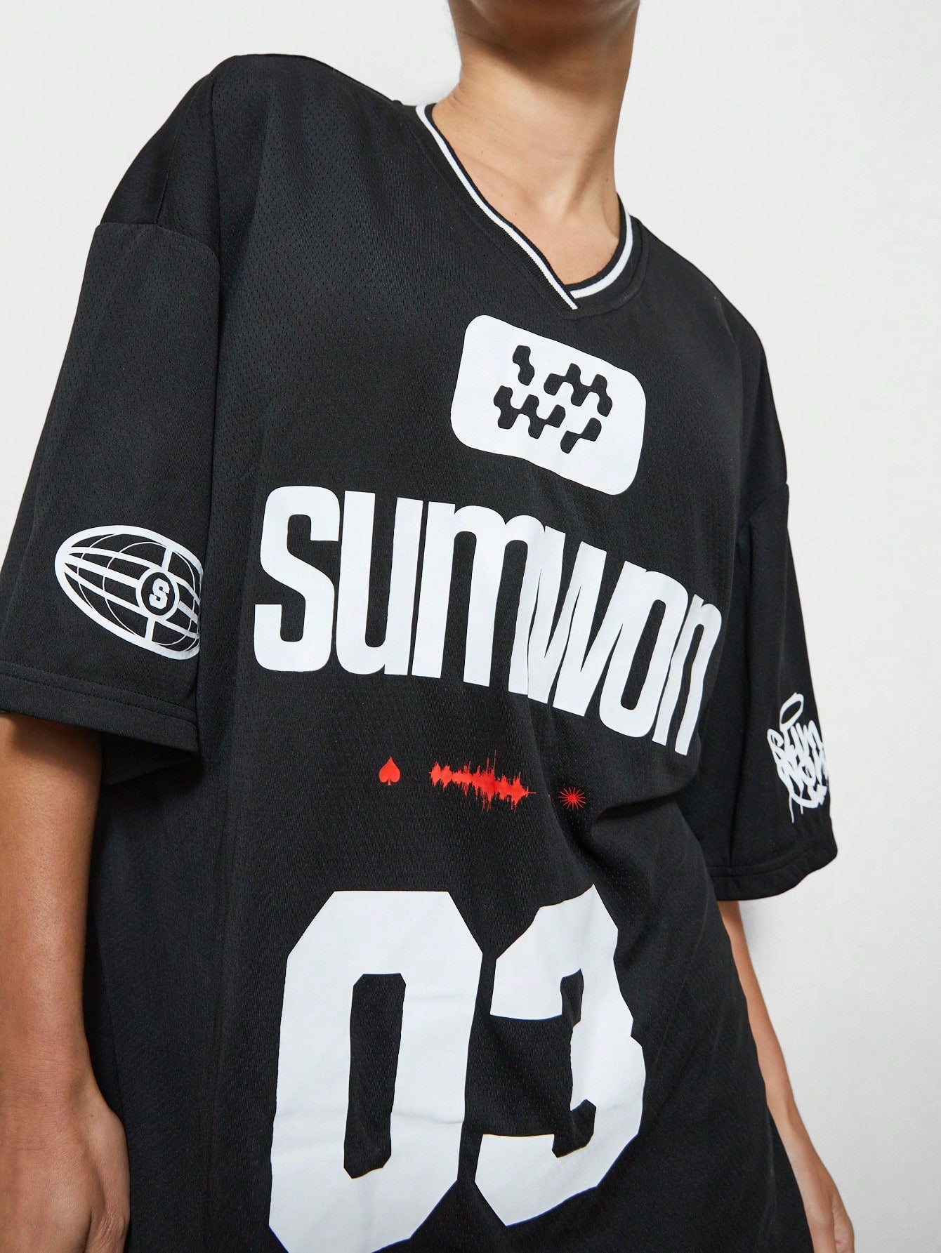 SUMWON WOMEN Oversized Fit Baller Tee With Letter & Number Graphic Print